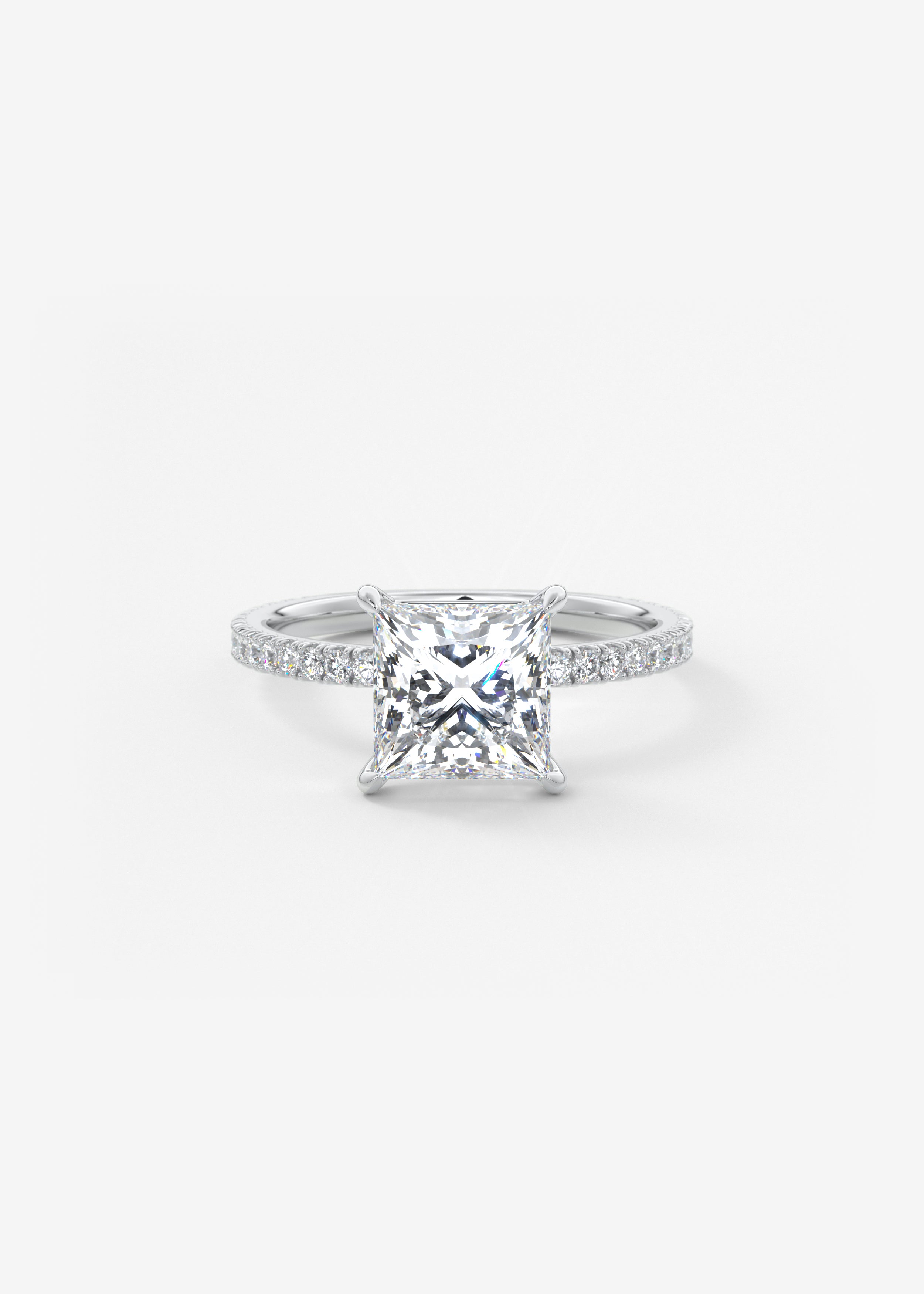 Harper Pavé  engagement in WG metal featuring Princess cut with Prong,Pave setting