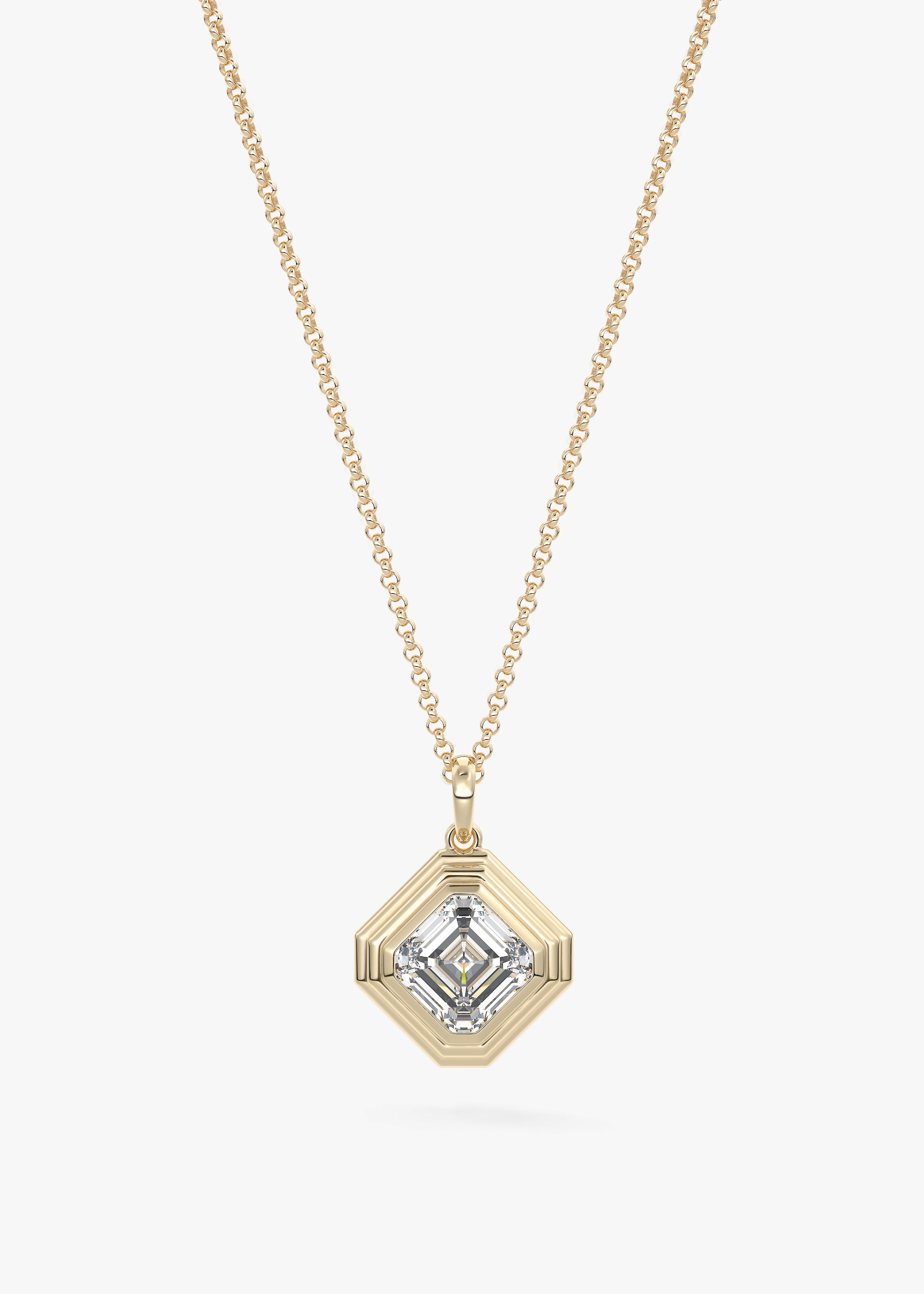 The Radiator  necklace in YG metal featuring Asscher cut with Bezel,Asscher,Solitaire setting
