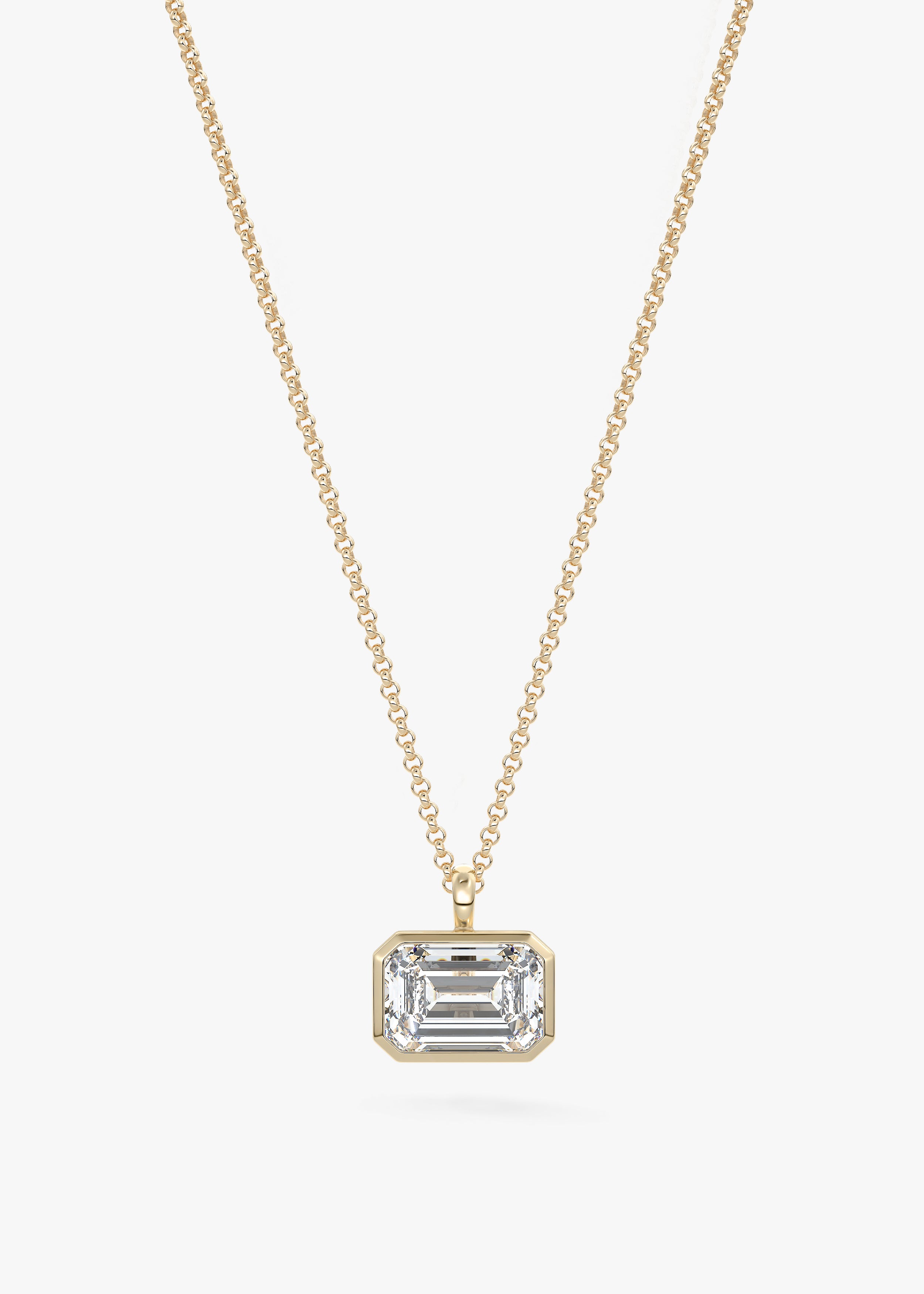 The Lowrider E.W. necklace in YG metal featuring Emerald cut with Bezel,Emerald,Solitaire setting