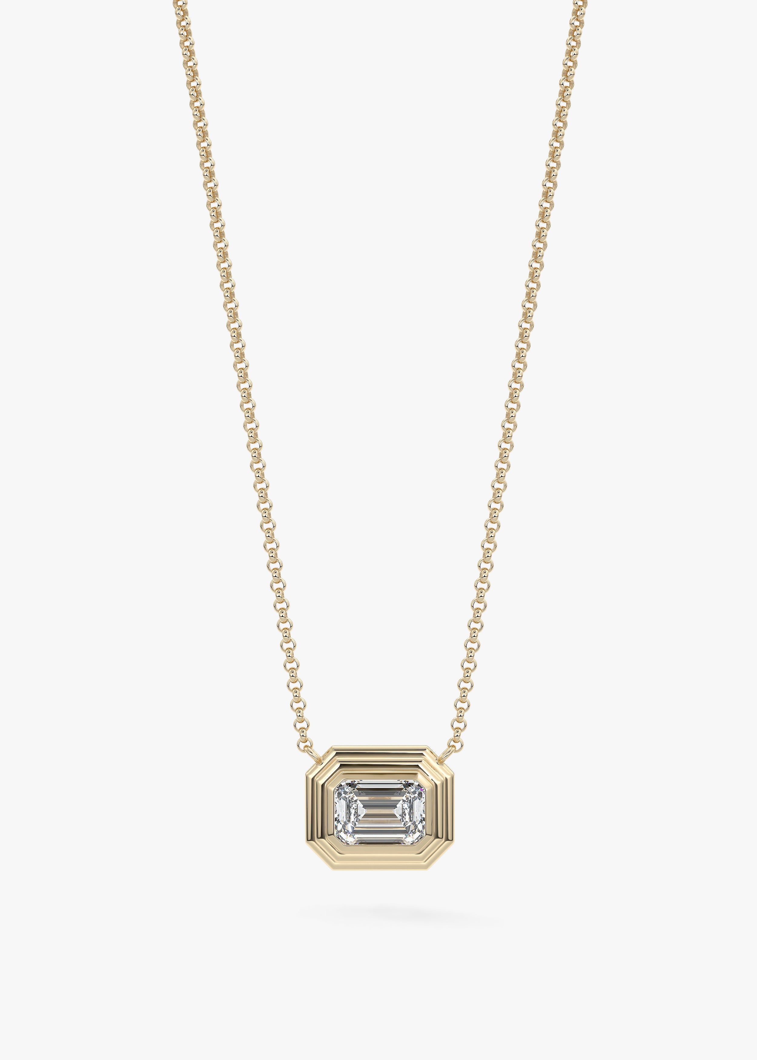 The Radiator E.W.  necklace in YG metal featuring Emerald cut with Bezel,Emerald,Solitaire setting