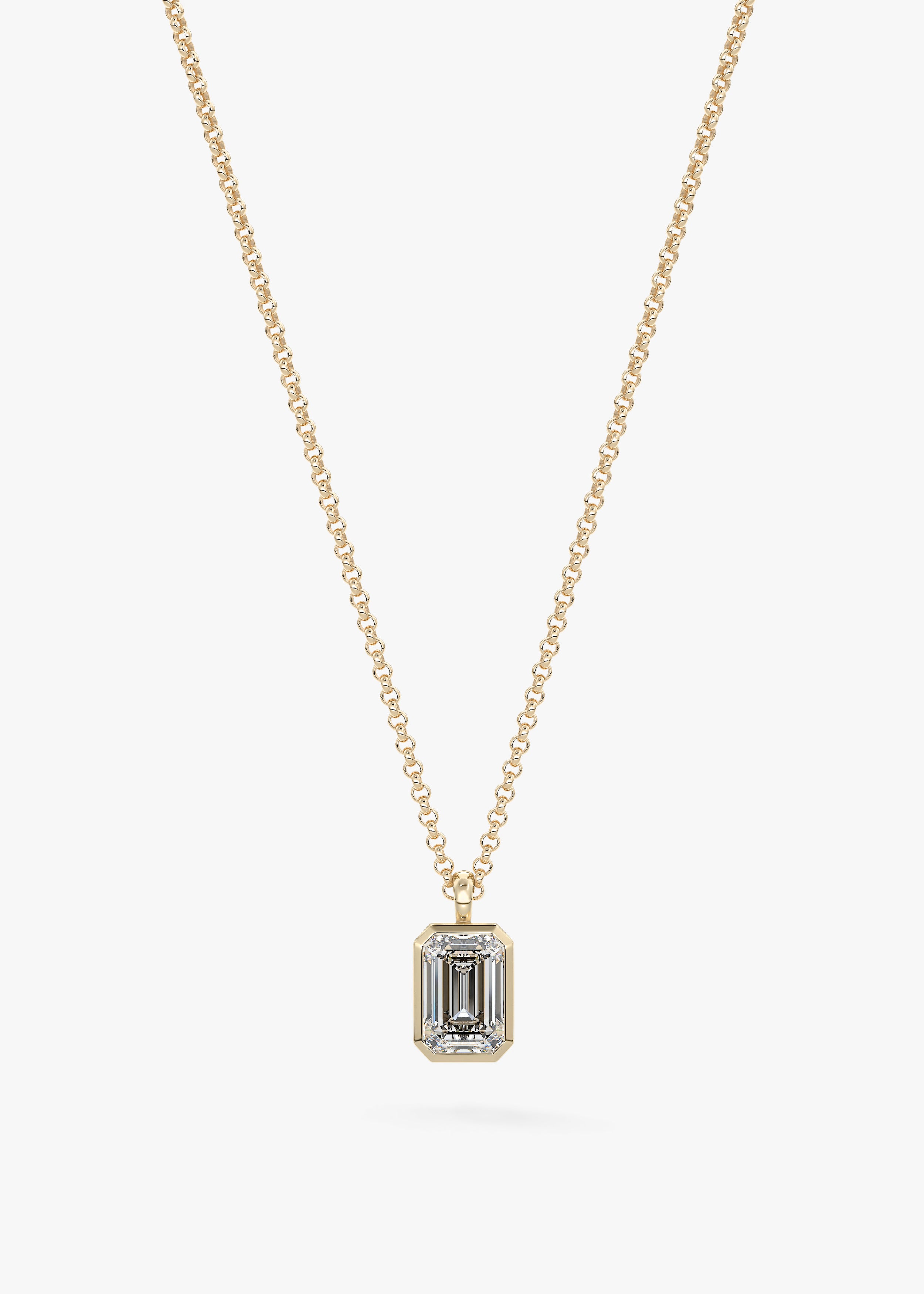 The Lowrider  necklace in YG metal featuring Emerald cut with Bezel,Emerald,Solitaire setting