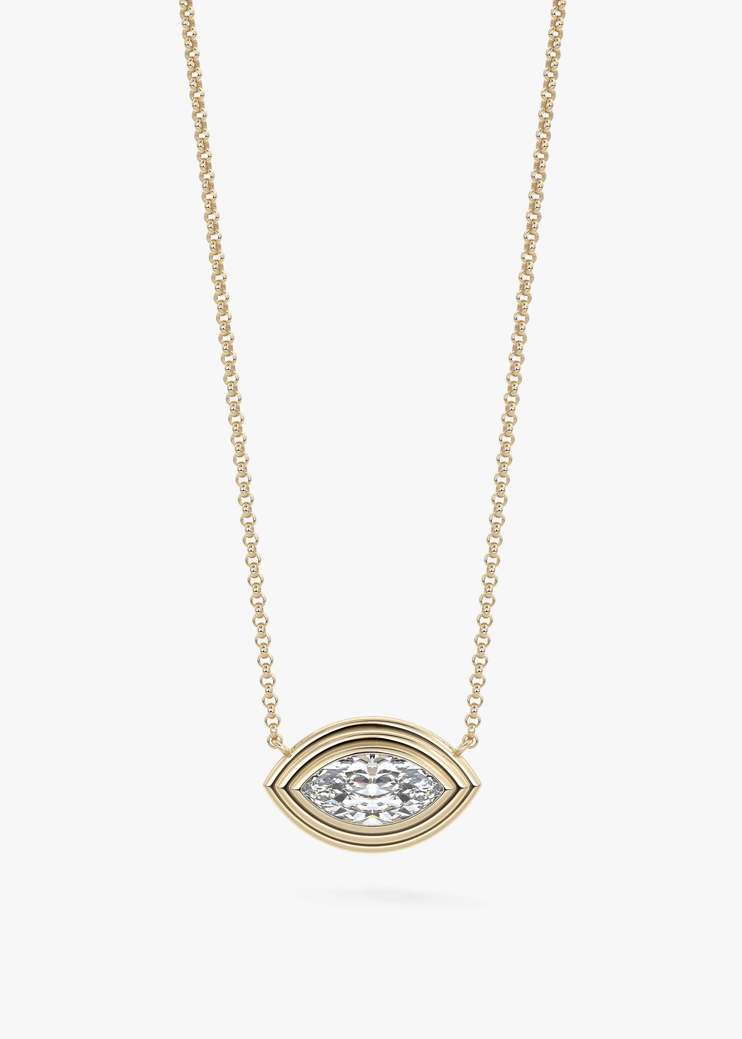 The Radiator necklace in YG metal featuring Marquise cut with Bezel,Marquise,Solitaire setting
