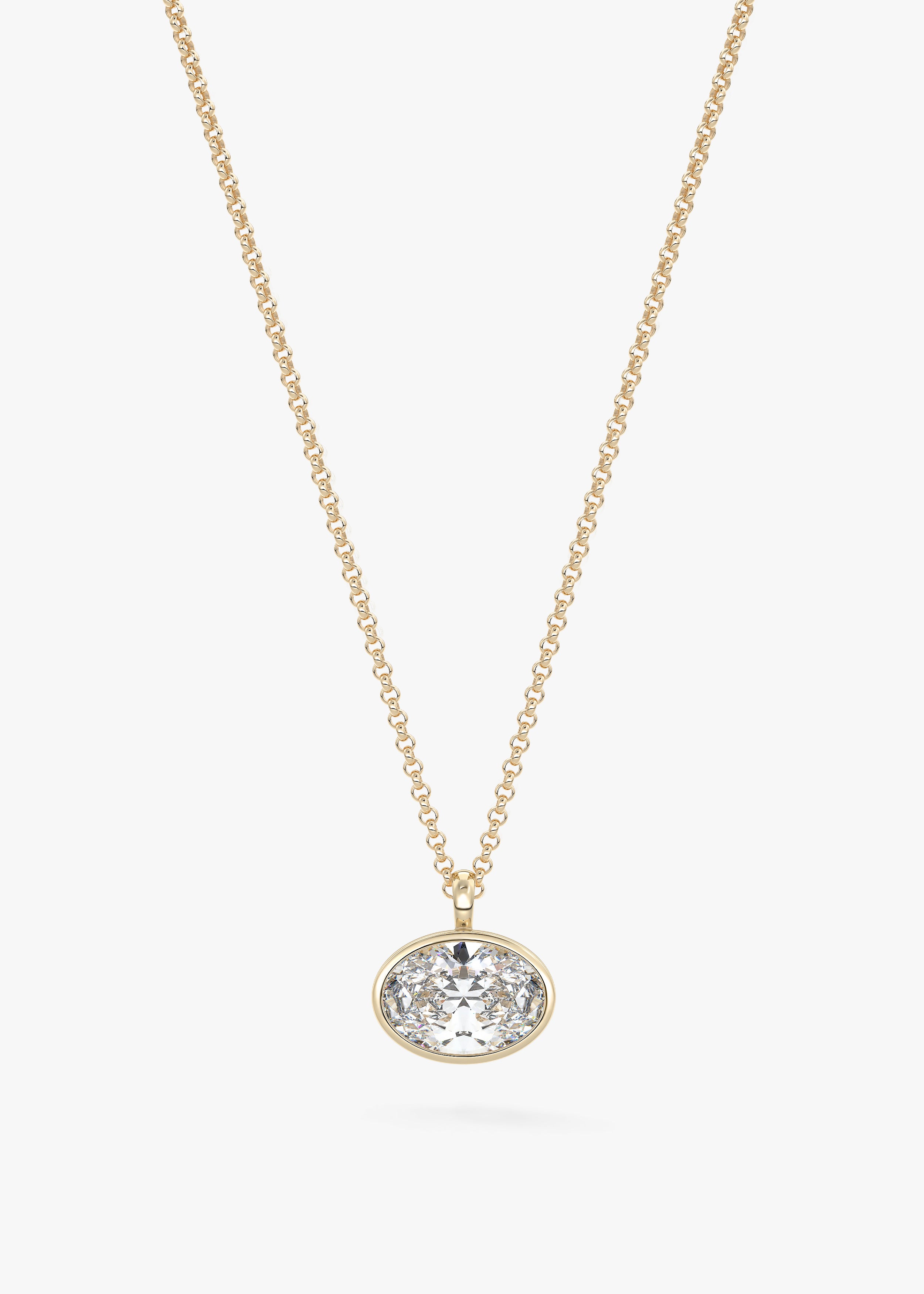 The Lowrider E.W.  necklace in YG metal featuring Oval cut with Bezel,Oval,Solitaire setting
