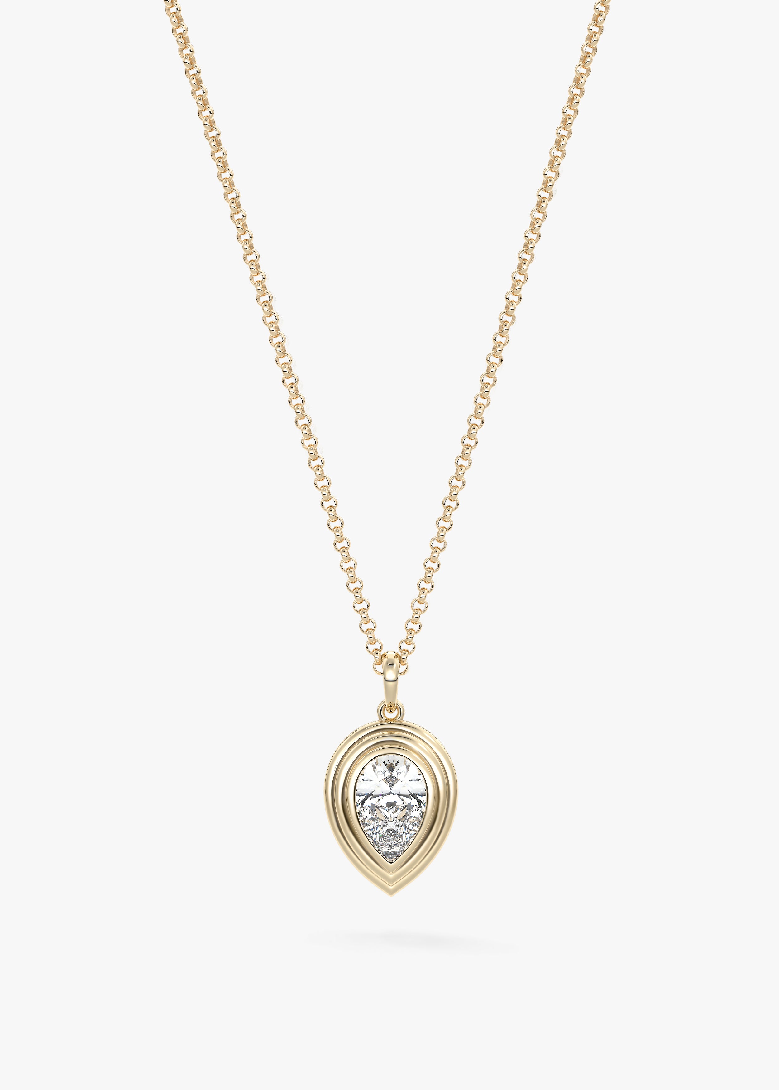 The Radiator necklace in YG metal featuring Pear cut with Bezel,Pear,Solitaire setting