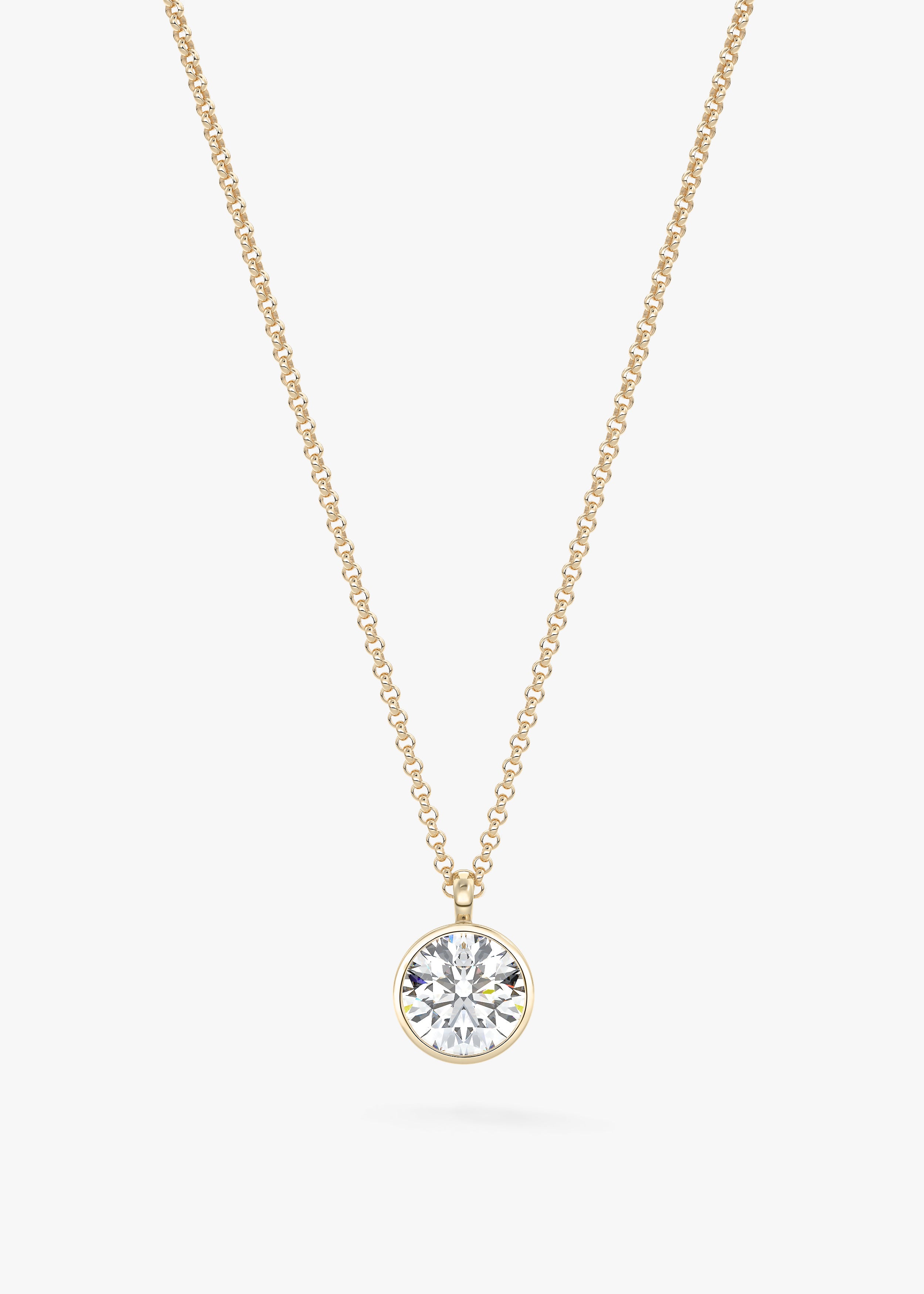 The Lowrider necklace in YG metal featuring Round cut with Bezel,Round,Solitaire setting