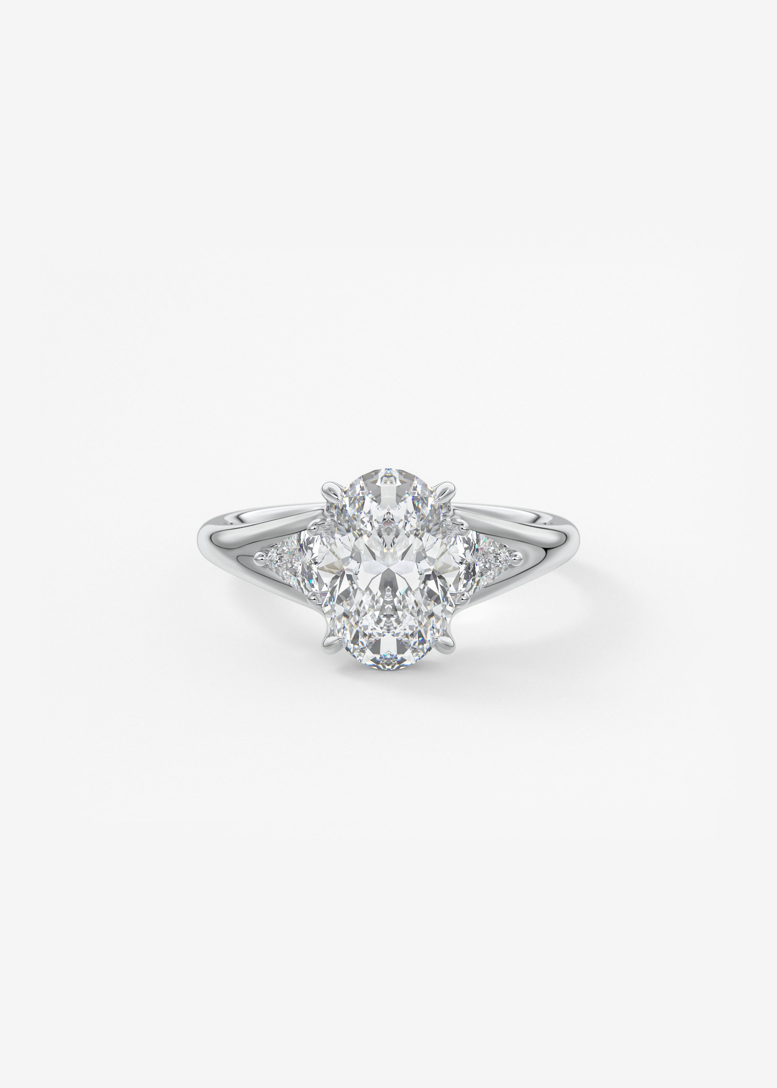 The 幸运飞行168(官方开奖)体彩网|168开奖 Symphony  engagement in WG metal featuring Oval cut with Three_Stone,Prong,Split_Shank setting