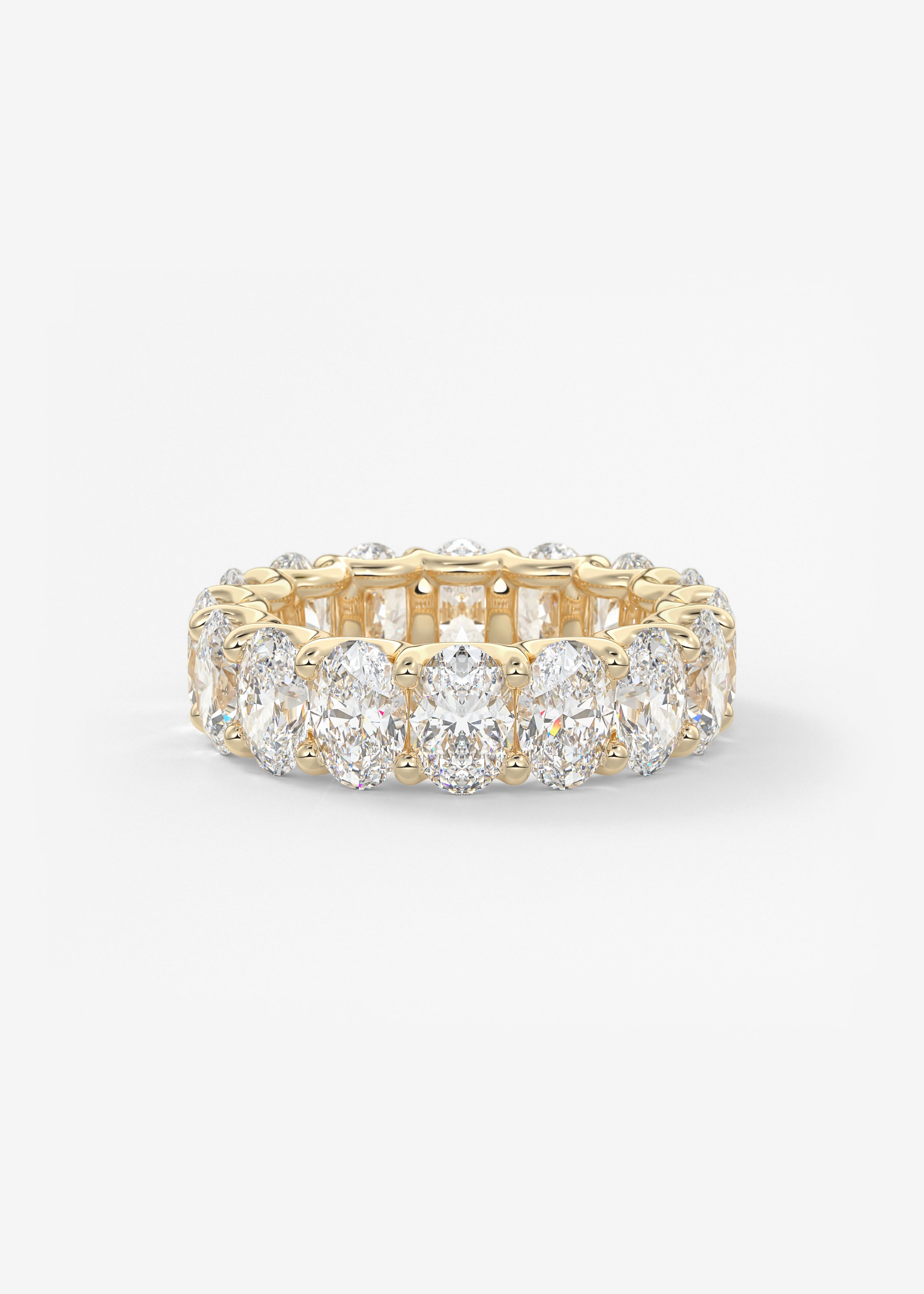 The Oval Scallop 6.3mm wedding in YG metal featuring Oval cut with Anniversary,Eternity,Statement setting