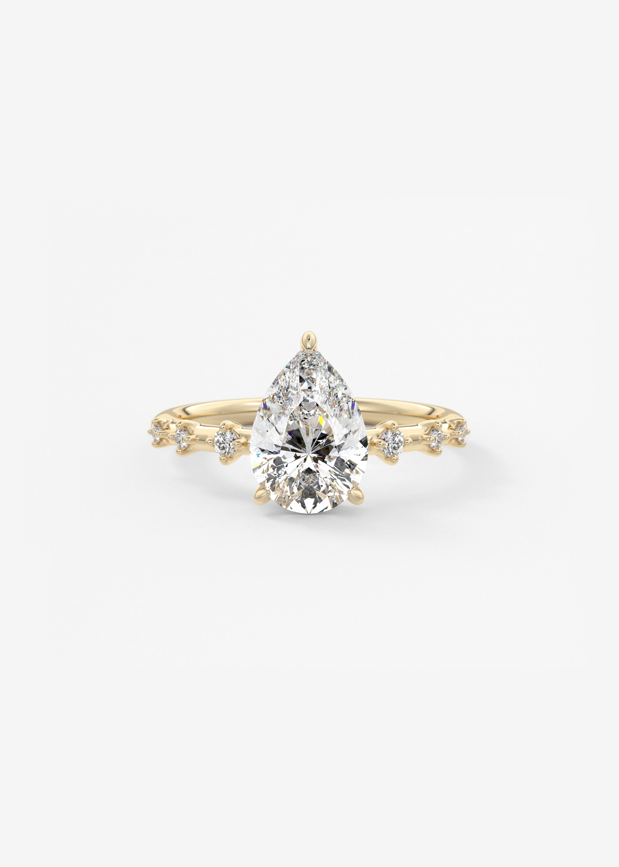 The Starlette Hidden Halo engagement in YG metal featuring Pear cut with Prong,Pave,Hidden Halo,Diamond Details setting