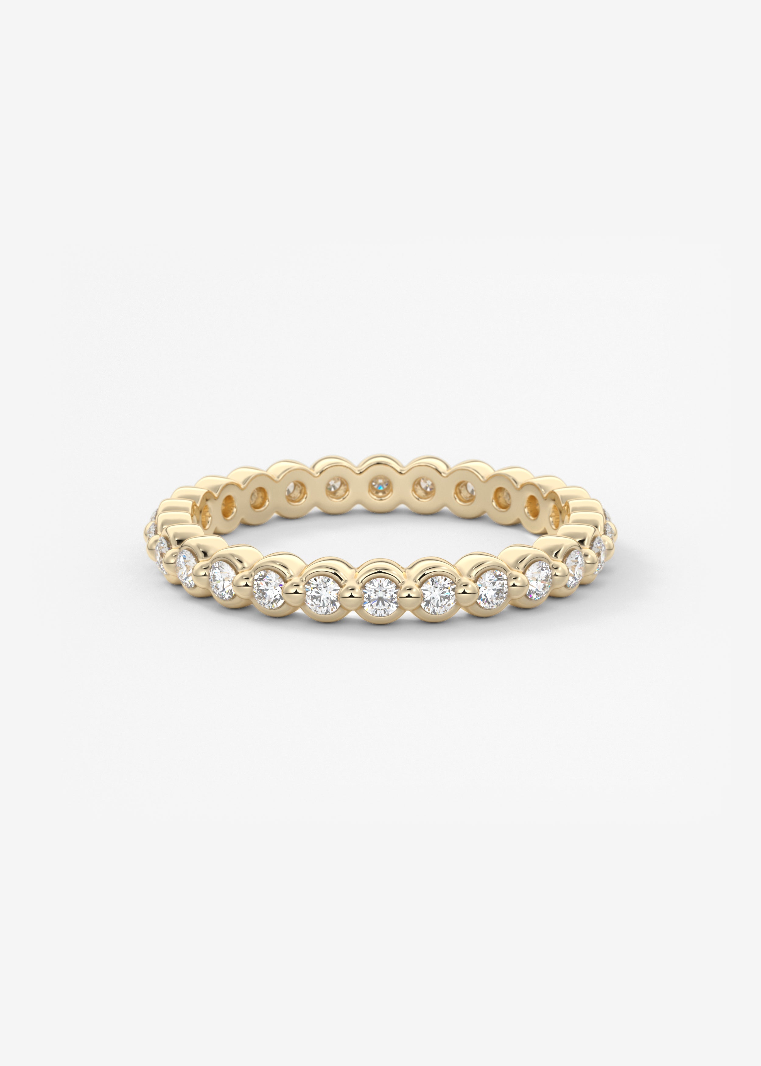 The New Bubble Band wedding in YG metal featuring None cut with Anniversary,Pave,Stacking setting
