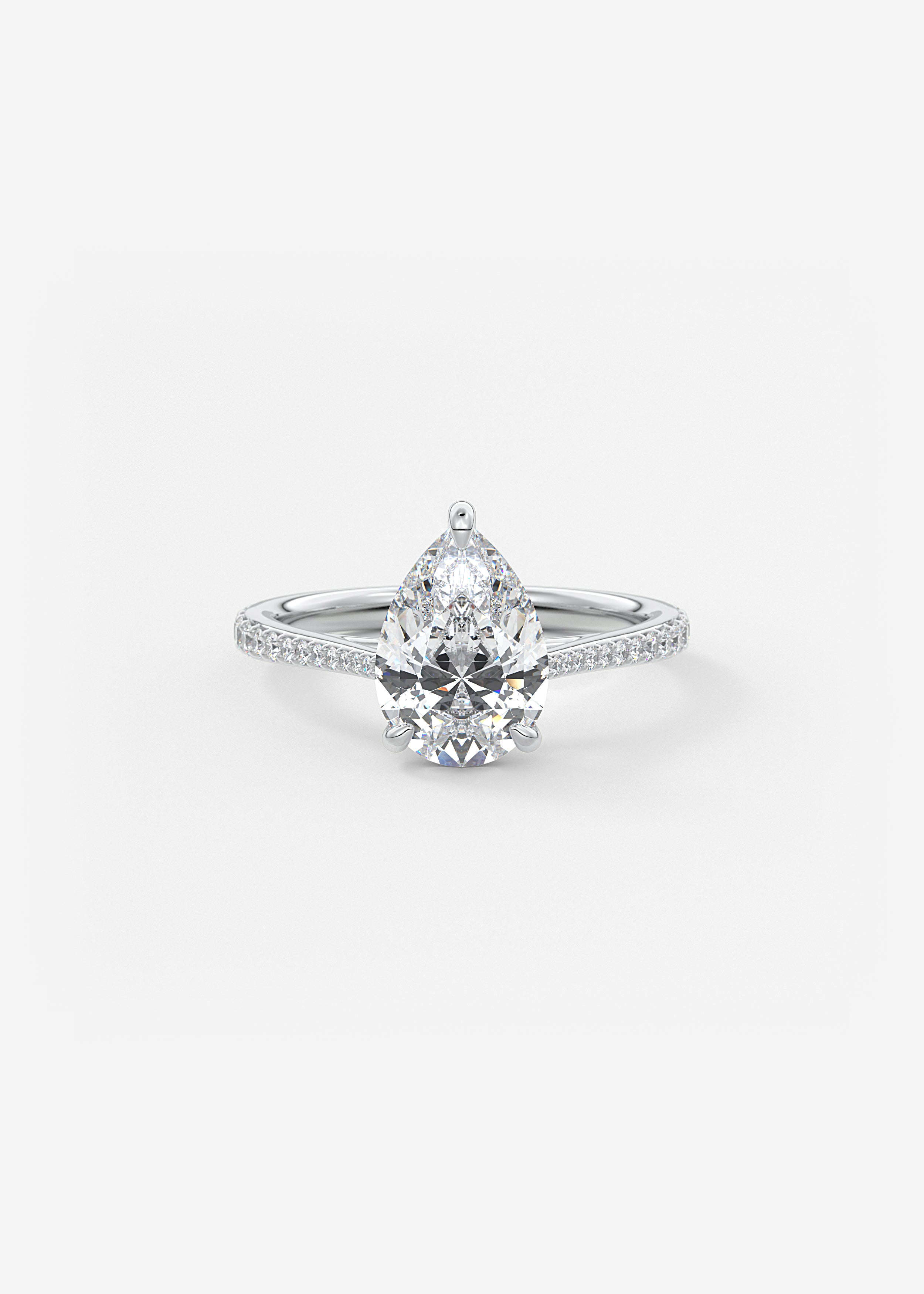 The Cathedral Pavé engagement in WG metal featuring Pear cut with Prong,Pave,Cathedral setting