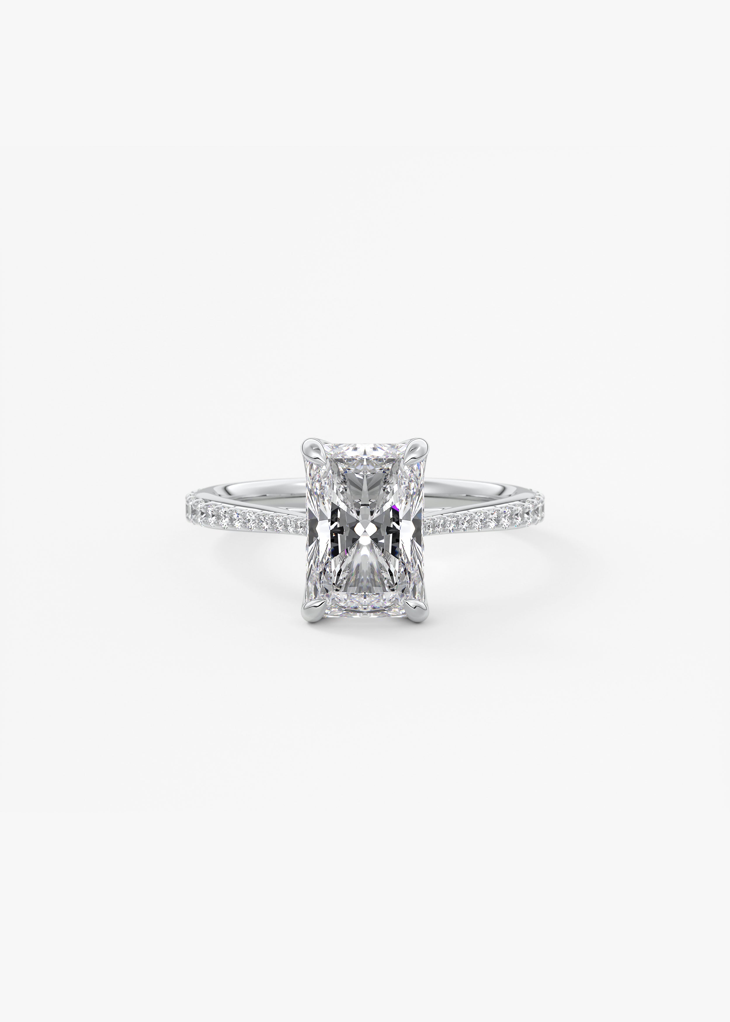 Cathedral Royale Pavé  engagement in WG metal featuring Radiant cut with Prong,Pave,Cathedral setting