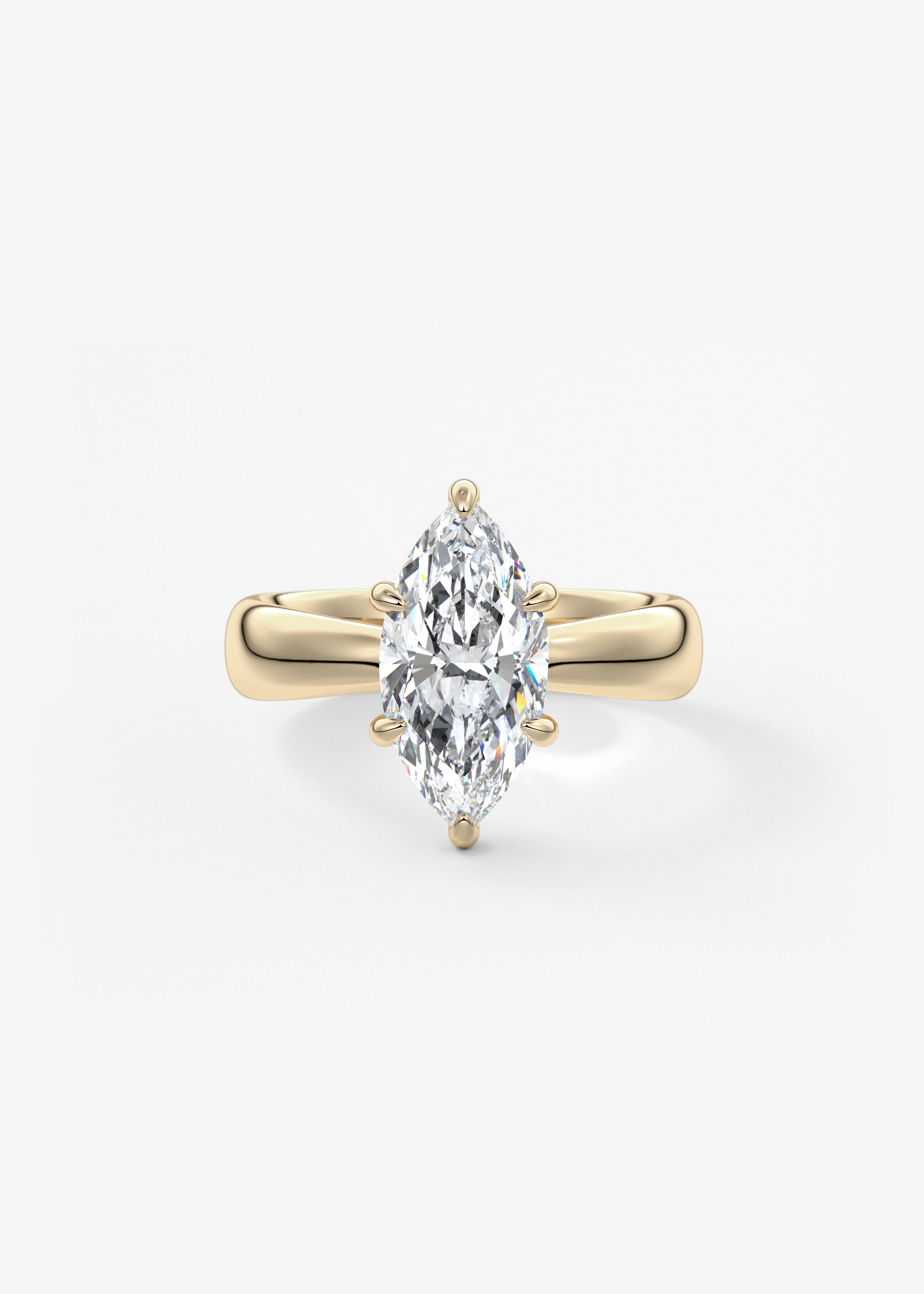 The Pinched Plunge  engagement in YG metal featuring Marquise cut with Solitaire,Prong,Chunky setting