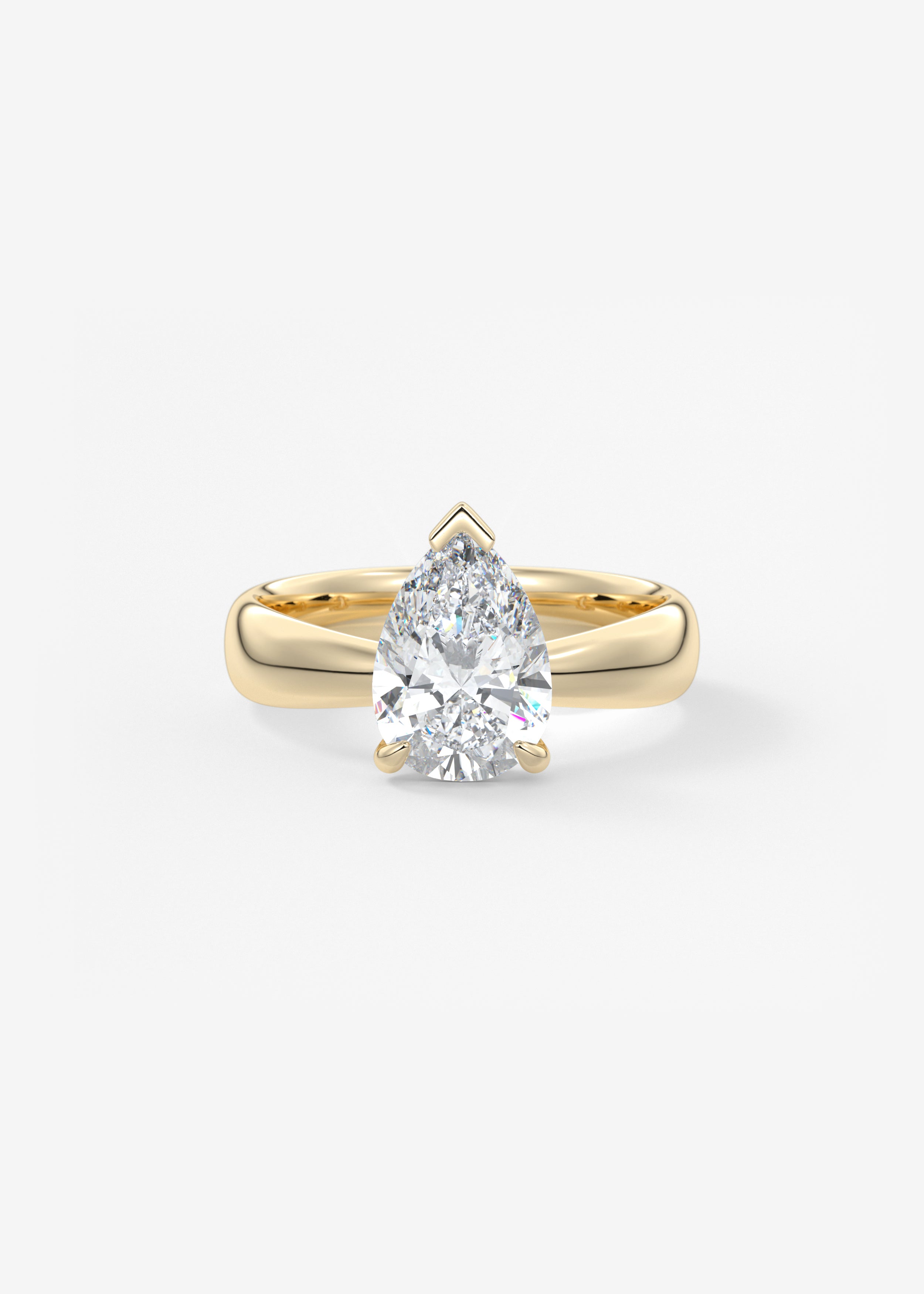 The Pinched Plunge engagement in YG metal featuring Pear cut with Solitaire,Prong,Chunky setting