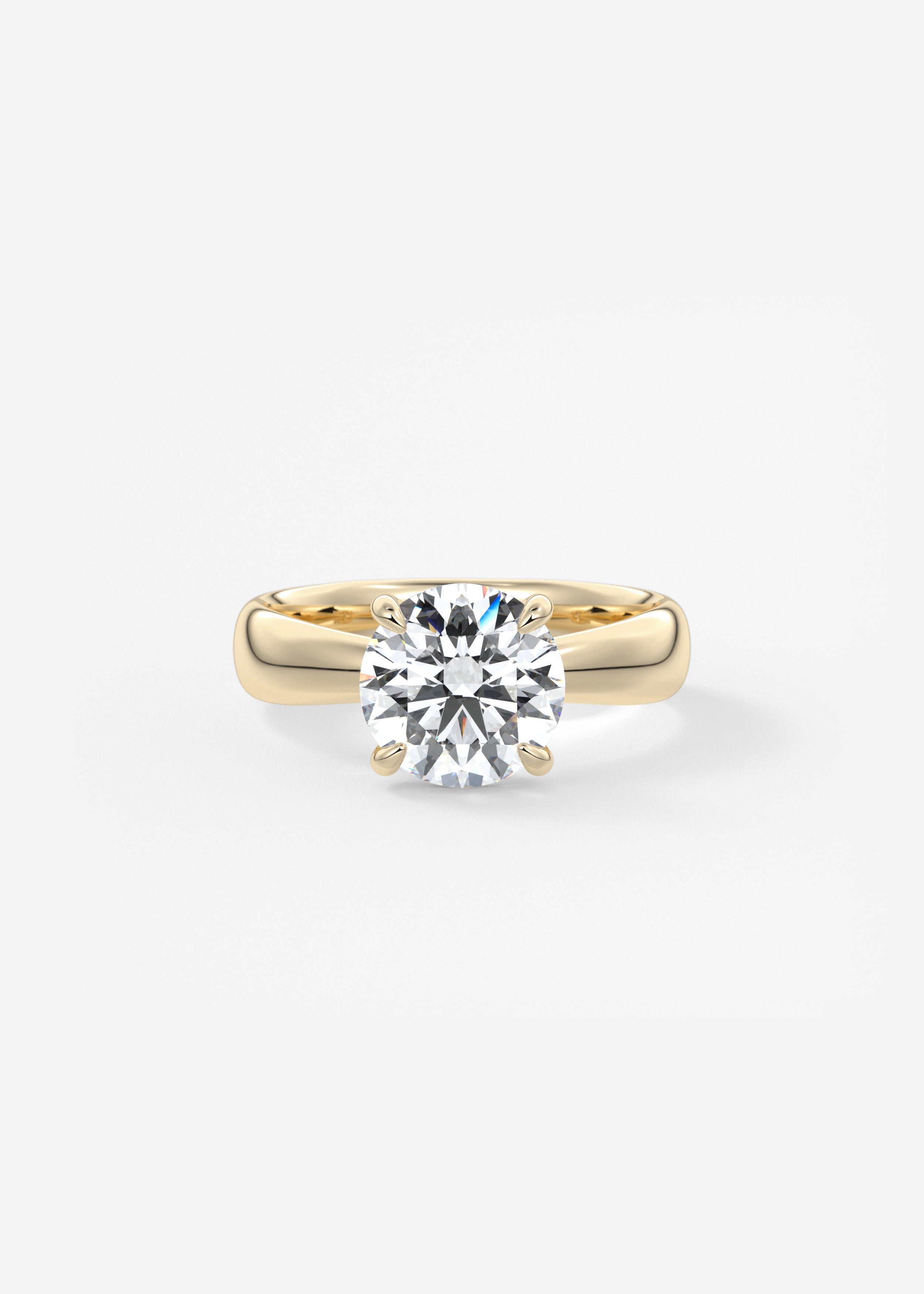 The Pinched Plunge  engagement in YG metal featuring Round,Round Brilliant cut with Solitaire,Prong,Chunky setting