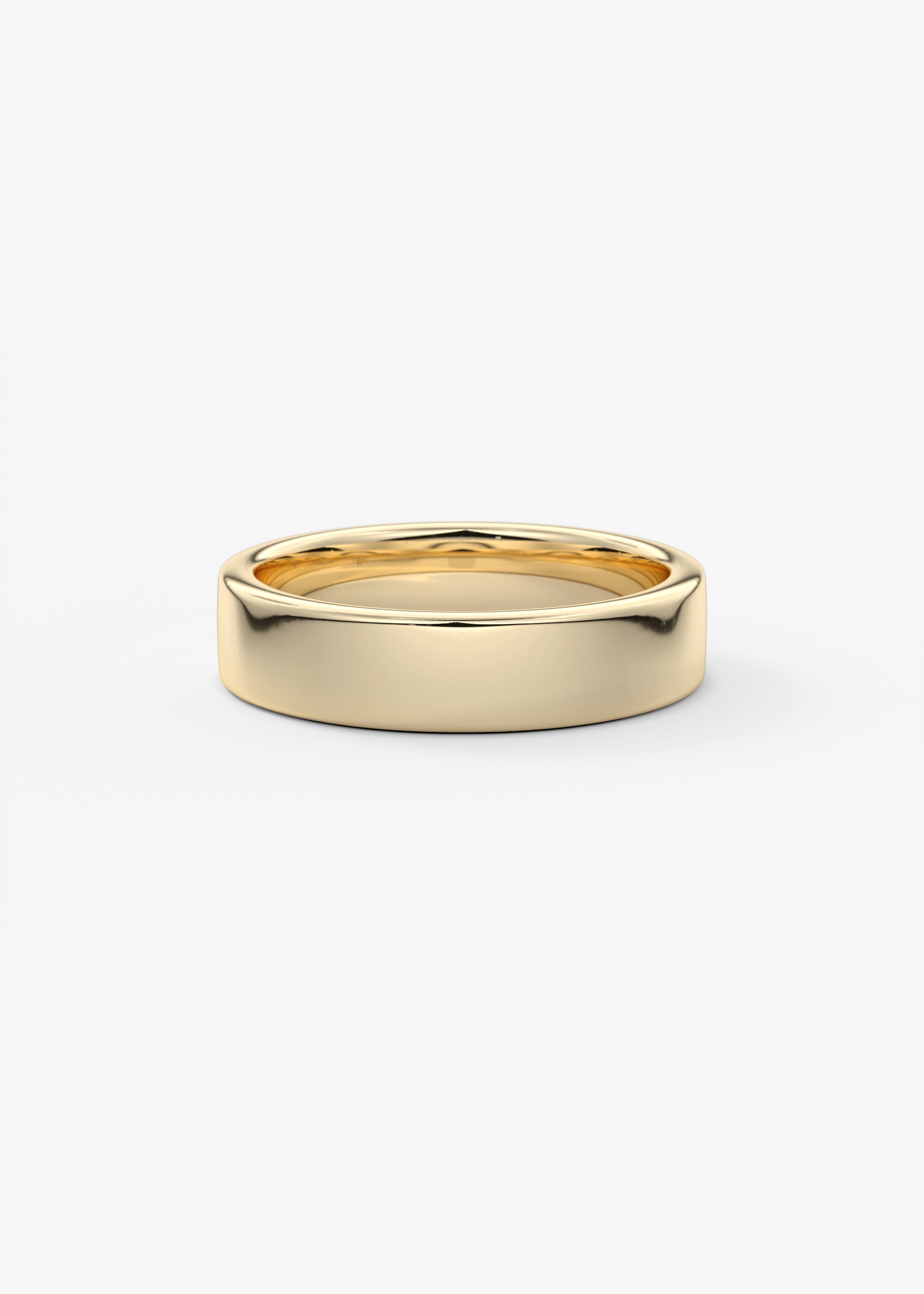 The Flat Band 4.5mm wedding in YG metal featuring None cut with Gold,Classic setting