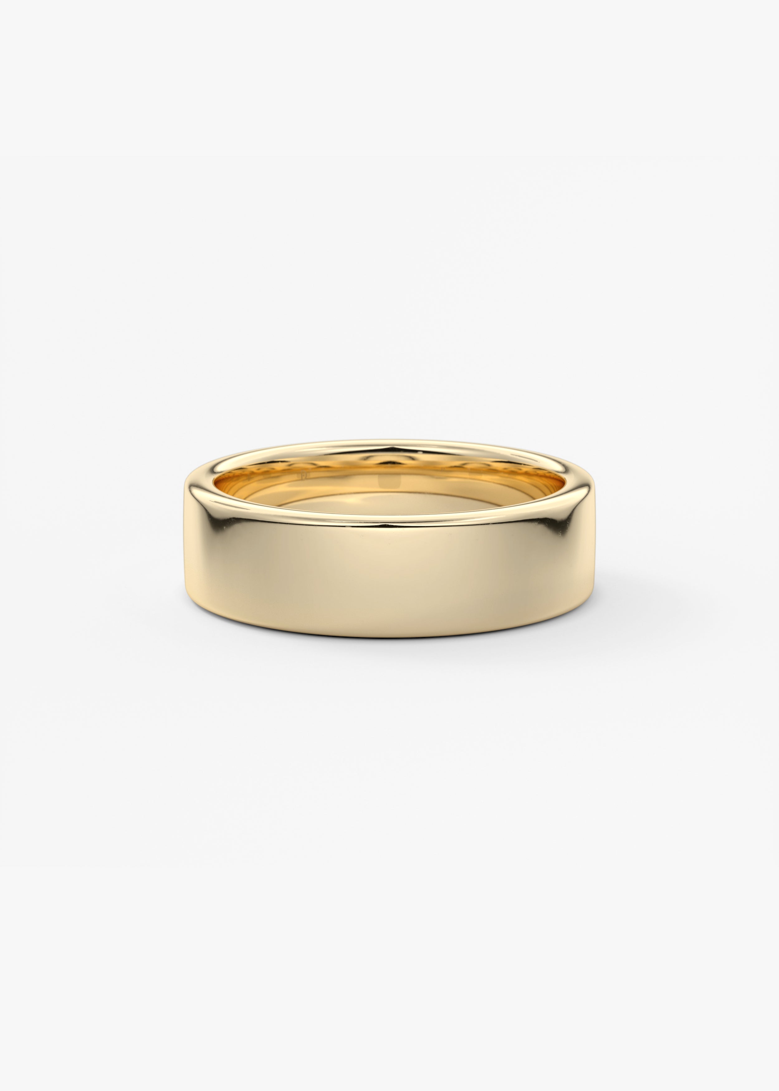 The Flat Band 5.5mm wedding in YG metal featuring None cut with Gold,Classic setting