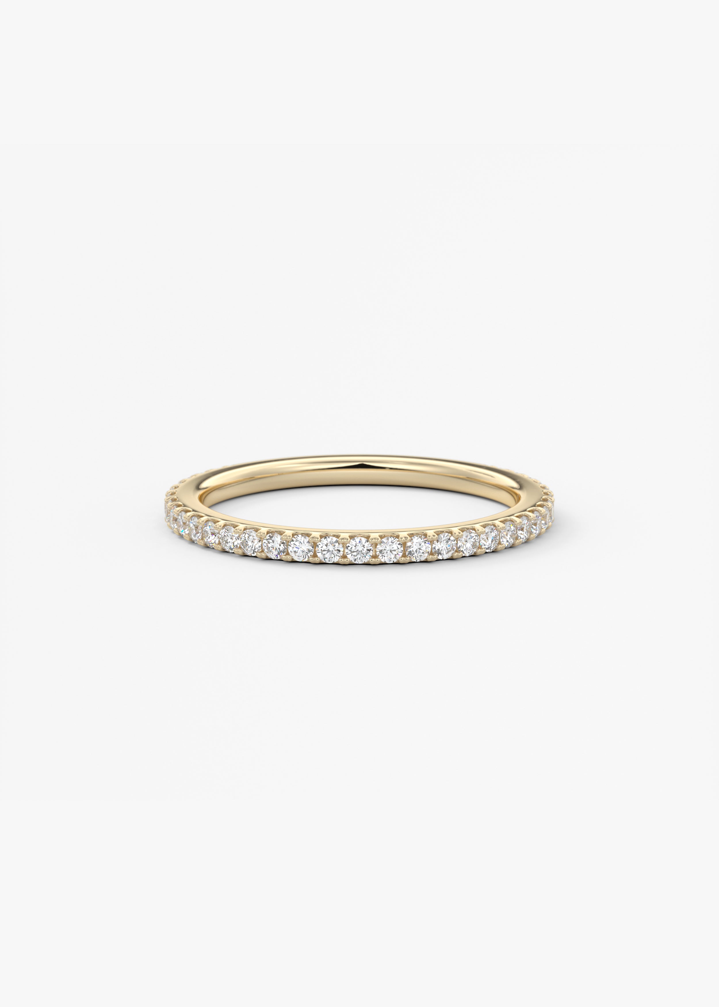 The Skinny French 3/4 Eternity 1.5mm wedding in YG metal featuring None,Round cut with Stacking,Eternity,Pave setting