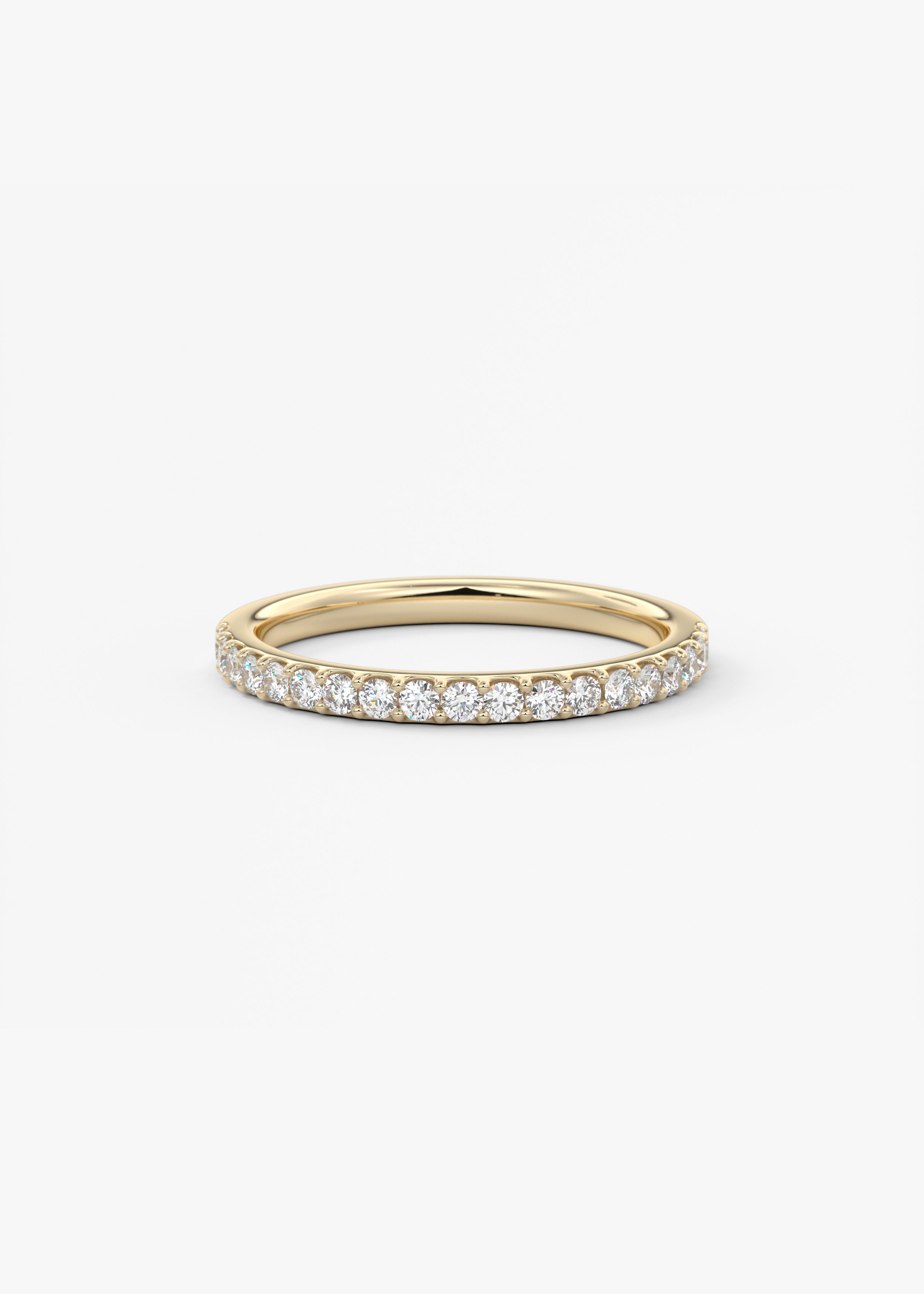 The Skinny Half Eternity 1.8mm wedding in YG metal featuring None cut with Stacking,Pave,Eternity setting