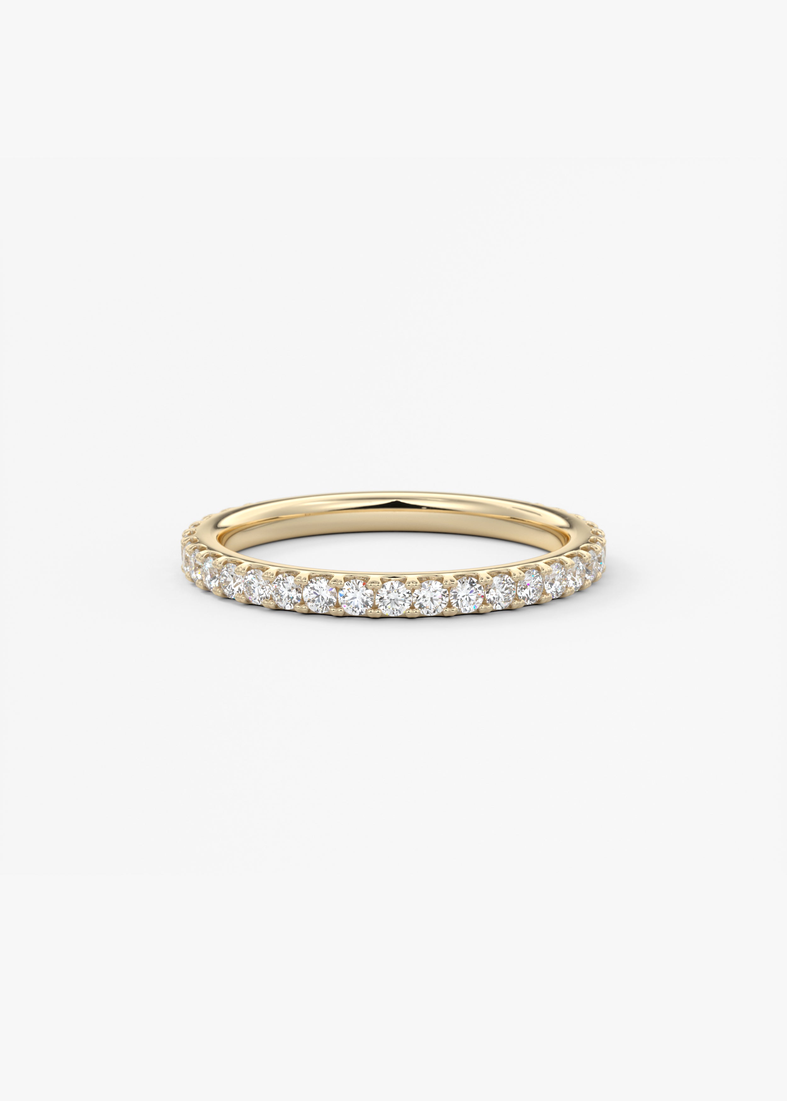 The Skinny French 3/4 Eternity 1.8mm wedding in YG metal featuring None,Round cut with Stacking,Eternity,Pave setting