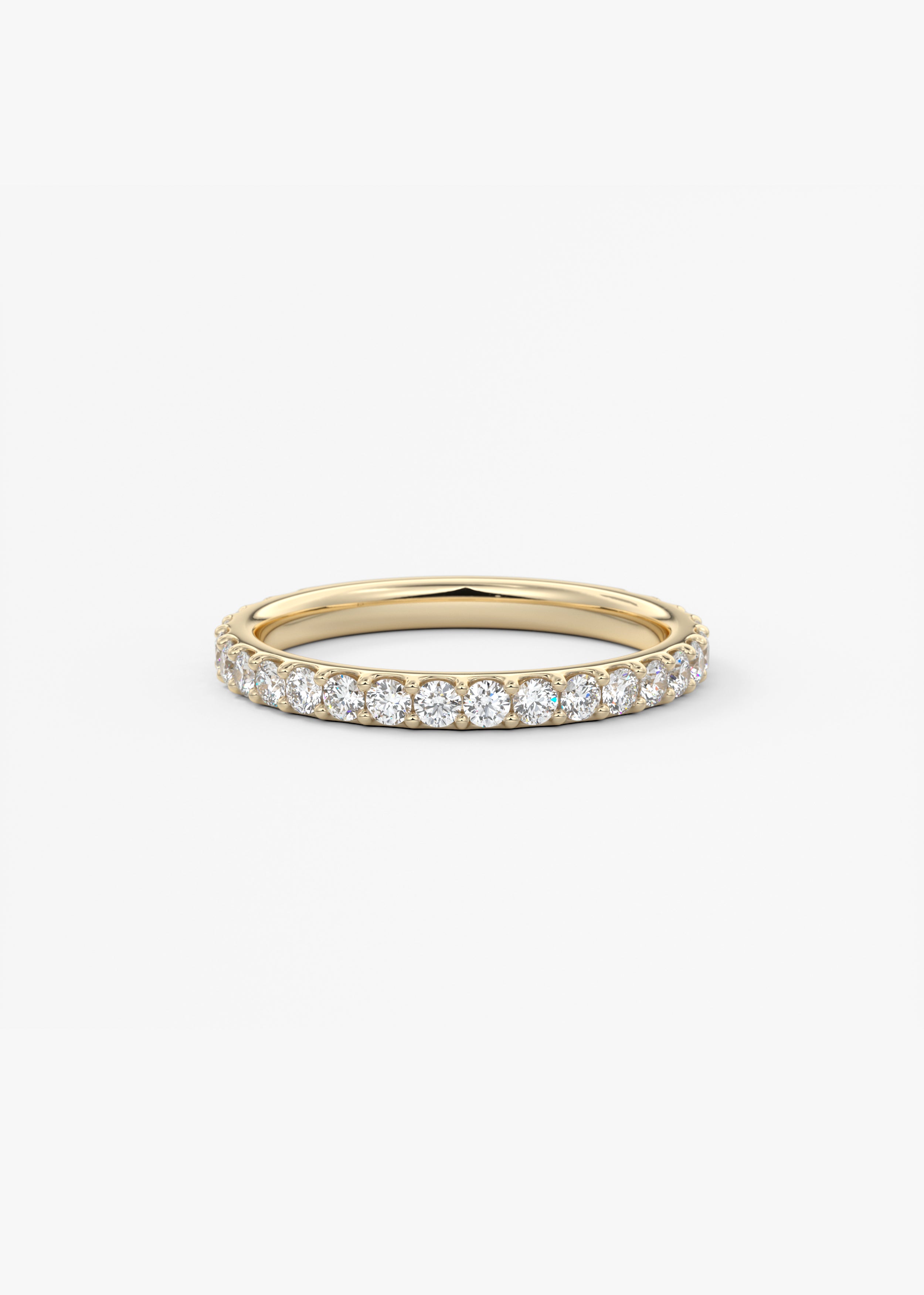 The Classic 3/4 Eternity 2mm wedding in YG metal featuring None,Round cut with Stacking,Pave,Eternity setting
