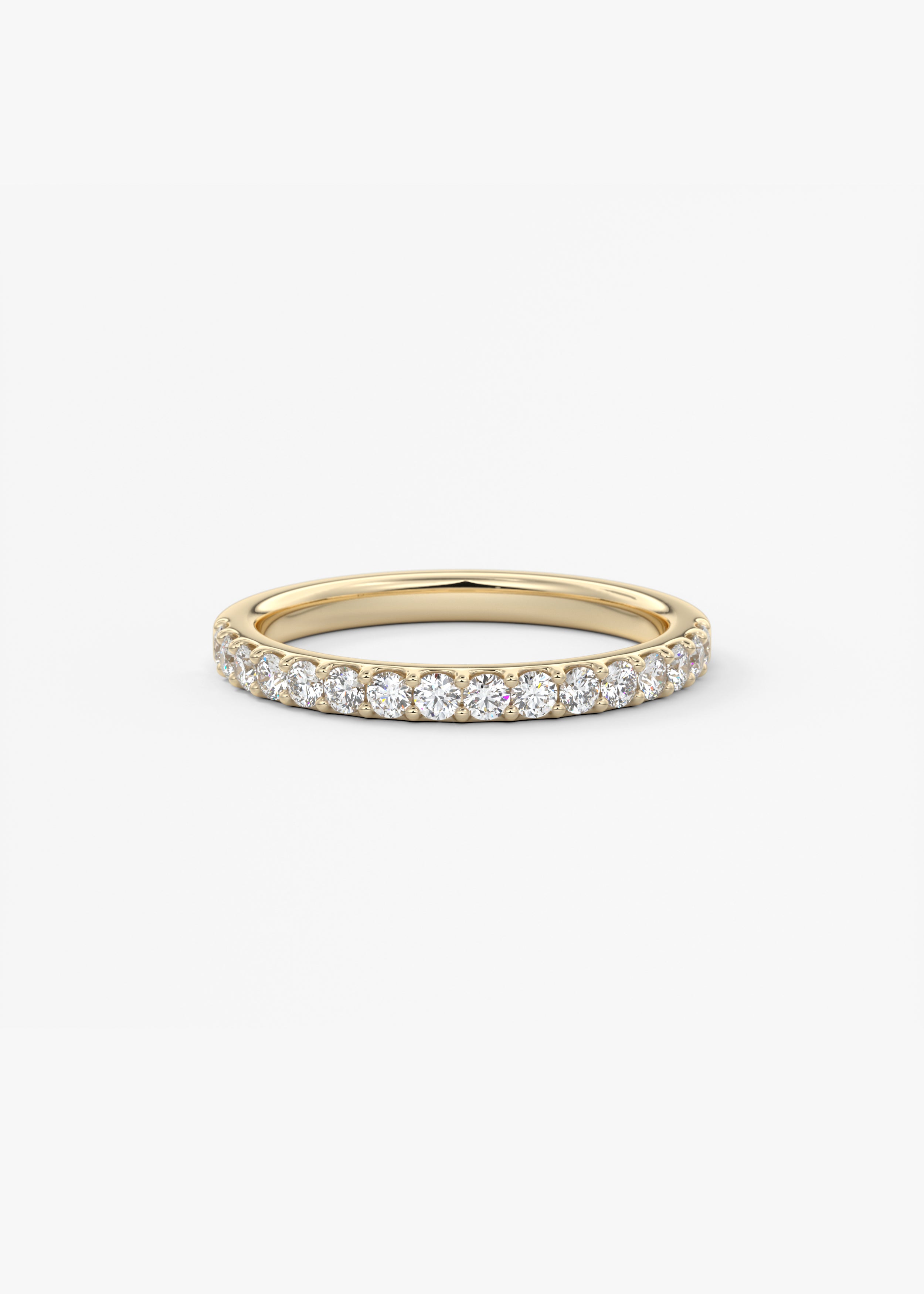 The Classic Half Eternity 2mm wedding in YG metal featuring None,Round cut with Stacking,Pave,Eternity setting
