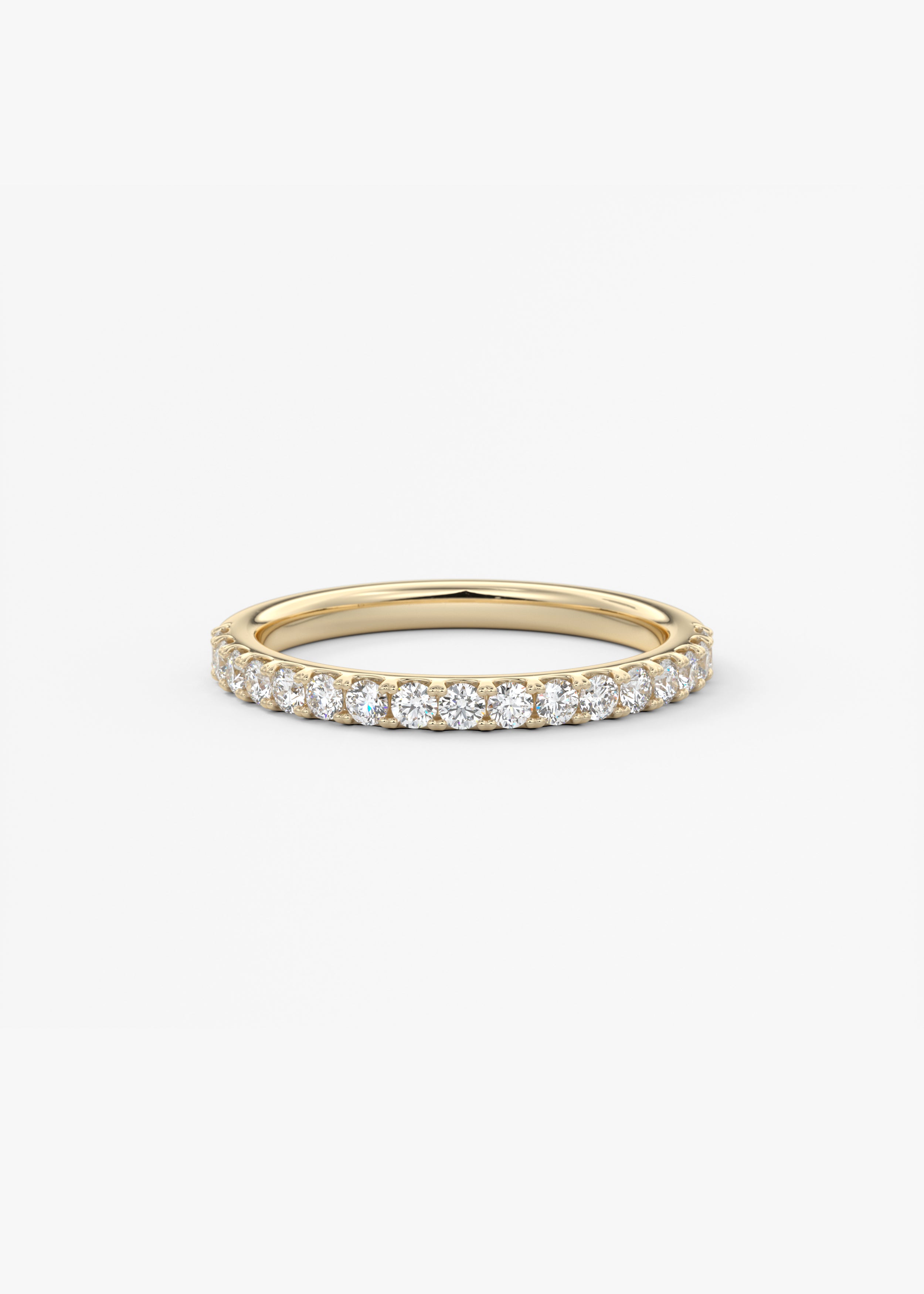 The Classic French Half Eternity 2mm wedding in YG metal featuring None,Round cut with Stacking,Eternity,Pave setting