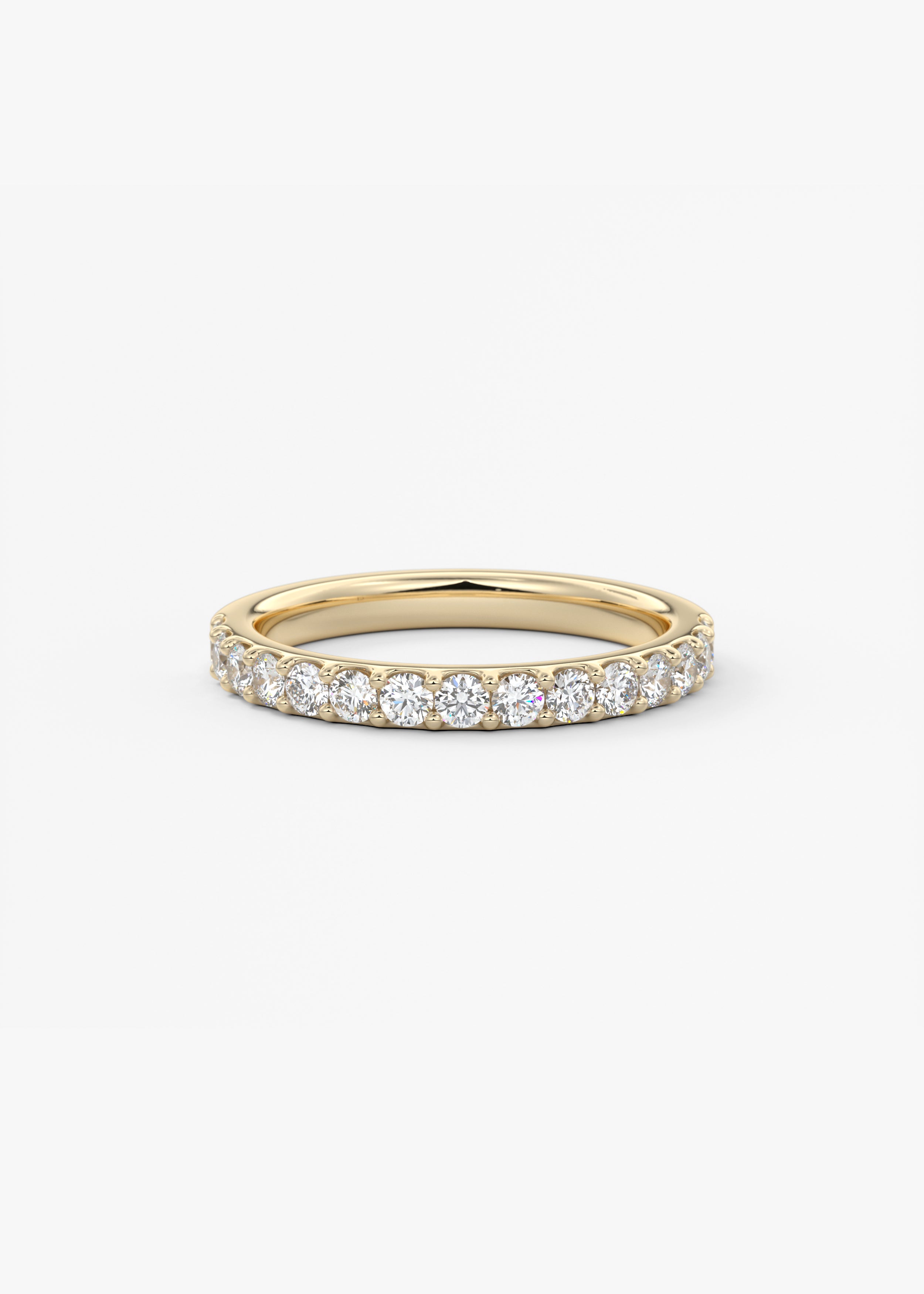 The Classic Half Eternity 2.3mm wedding in YG metal featuring None cut with Stacking,Pave,Eternity setting