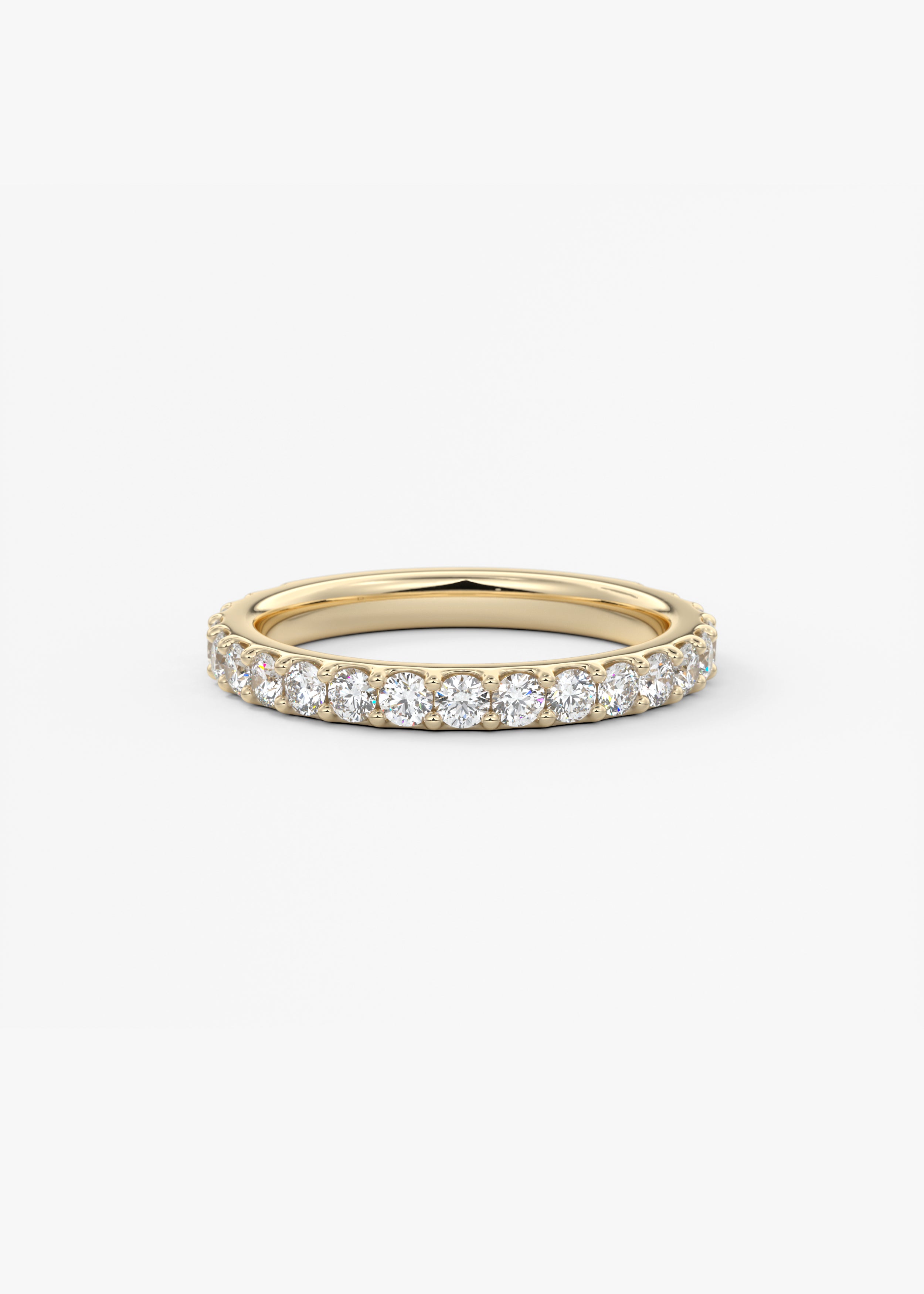 The Classic 3/4 Eternity 2.3mm wedding in YG metal featuring None cut with Stacking,Pave,Eternity setting