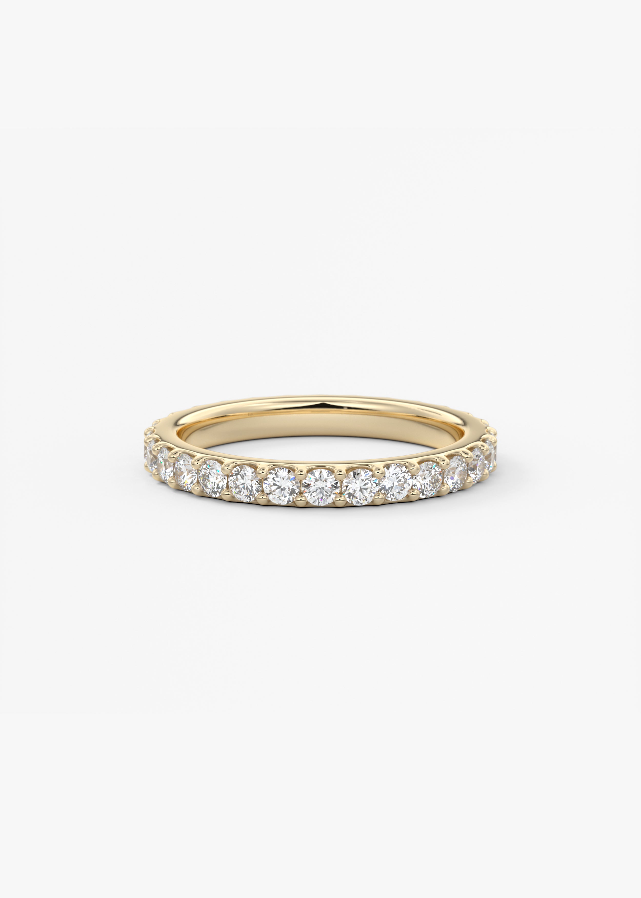 The Classic Eternity 2.3mm wedding in YG metal featuring None cut with Stacking,Pave,Eternity setting