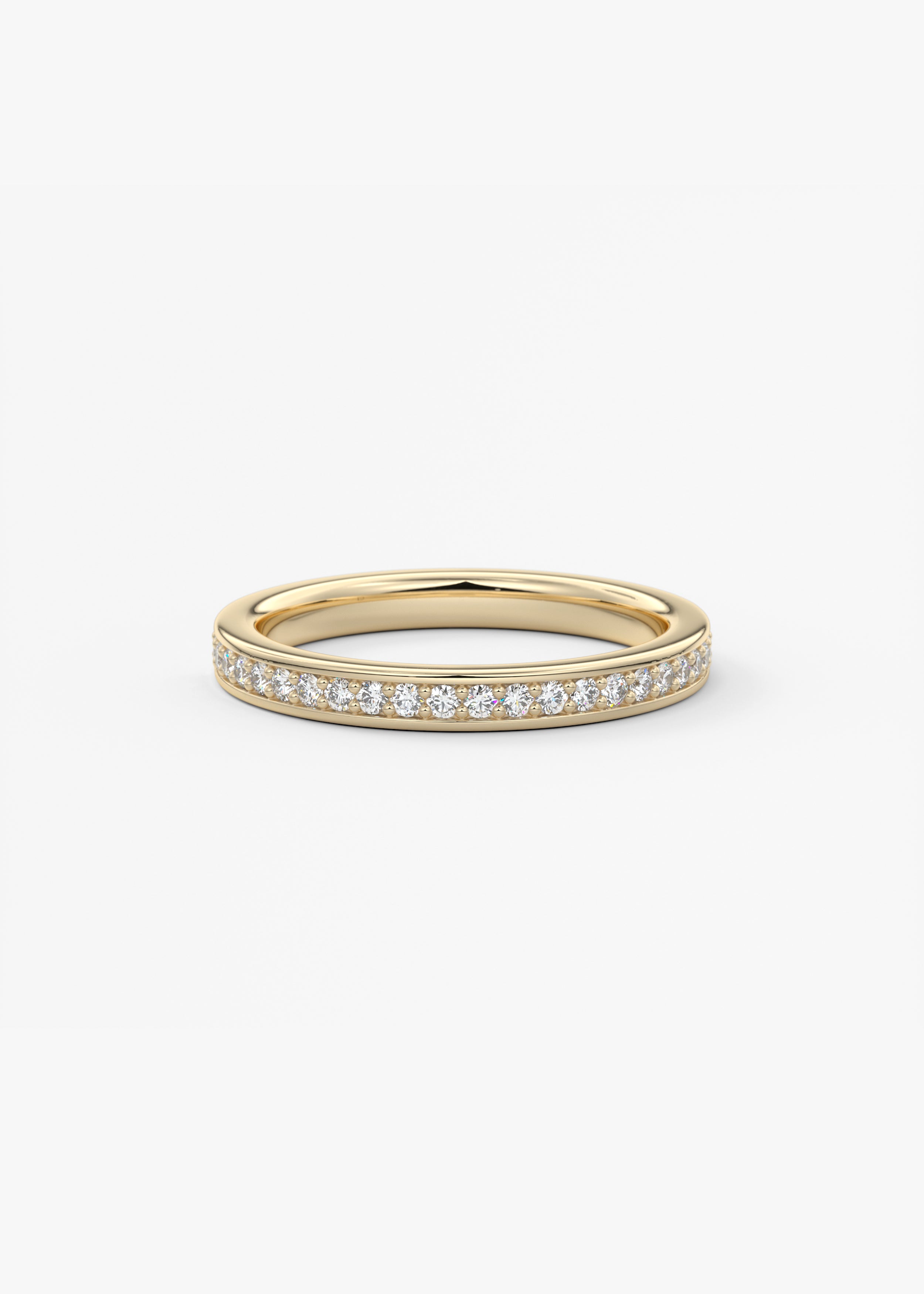 The Heirloom Half Eternity 2mm wedding in YG metal featuring undefined cut with Stacking,Eternity setting