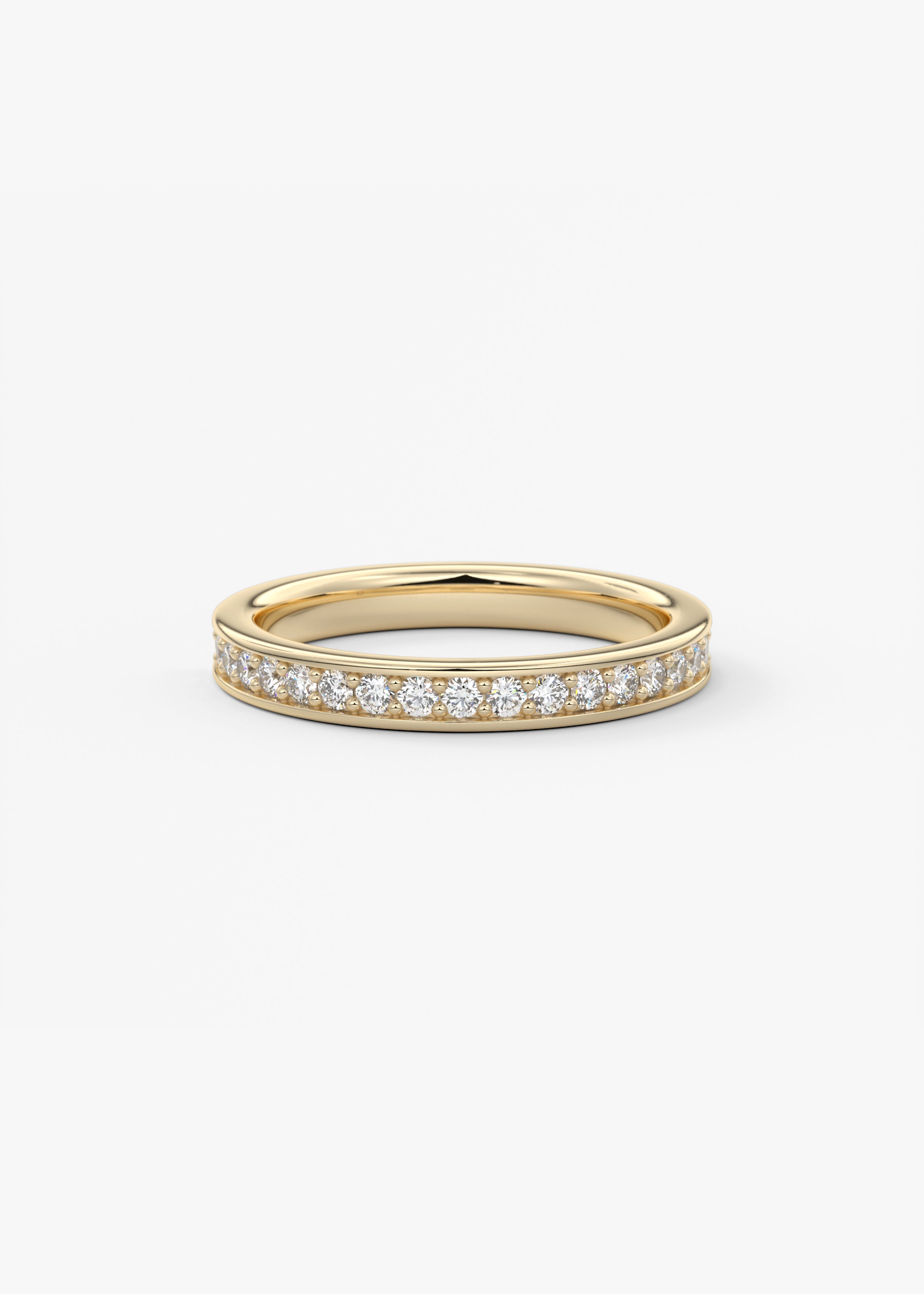 The Heirloom Half Eternity 2.3mm wedding in YG metal featuring undefined cut with Stacking,Eternity setting