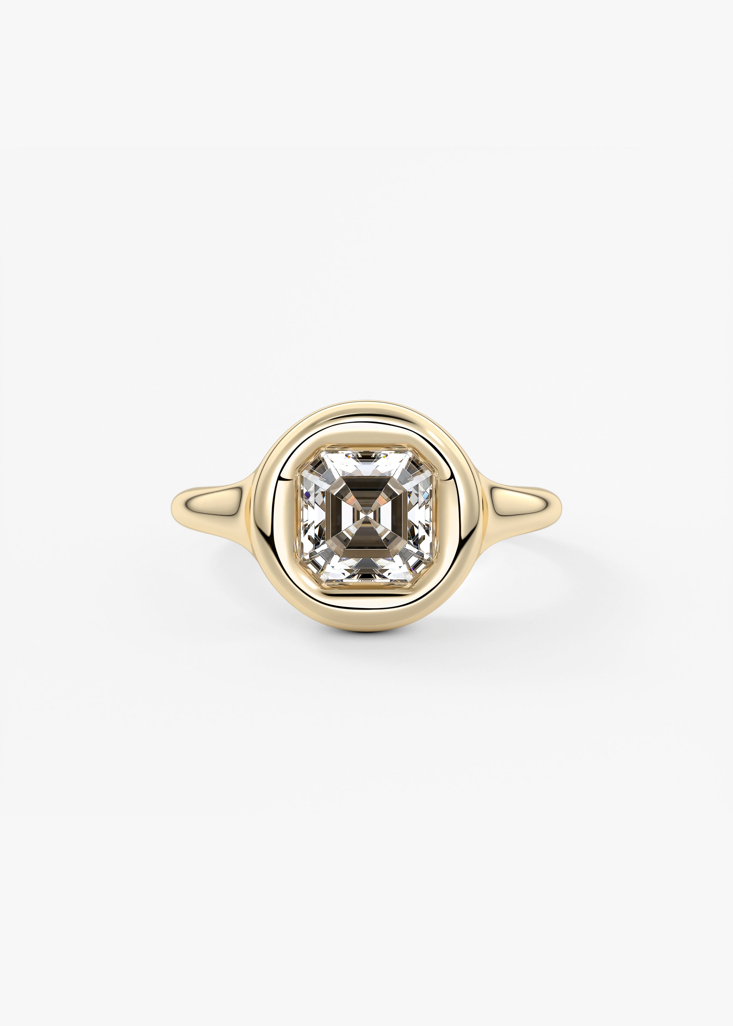 The Gumdrop  engagement in YG metal featuring Asscher cut with Solitaire,Bezel,Chunky setting