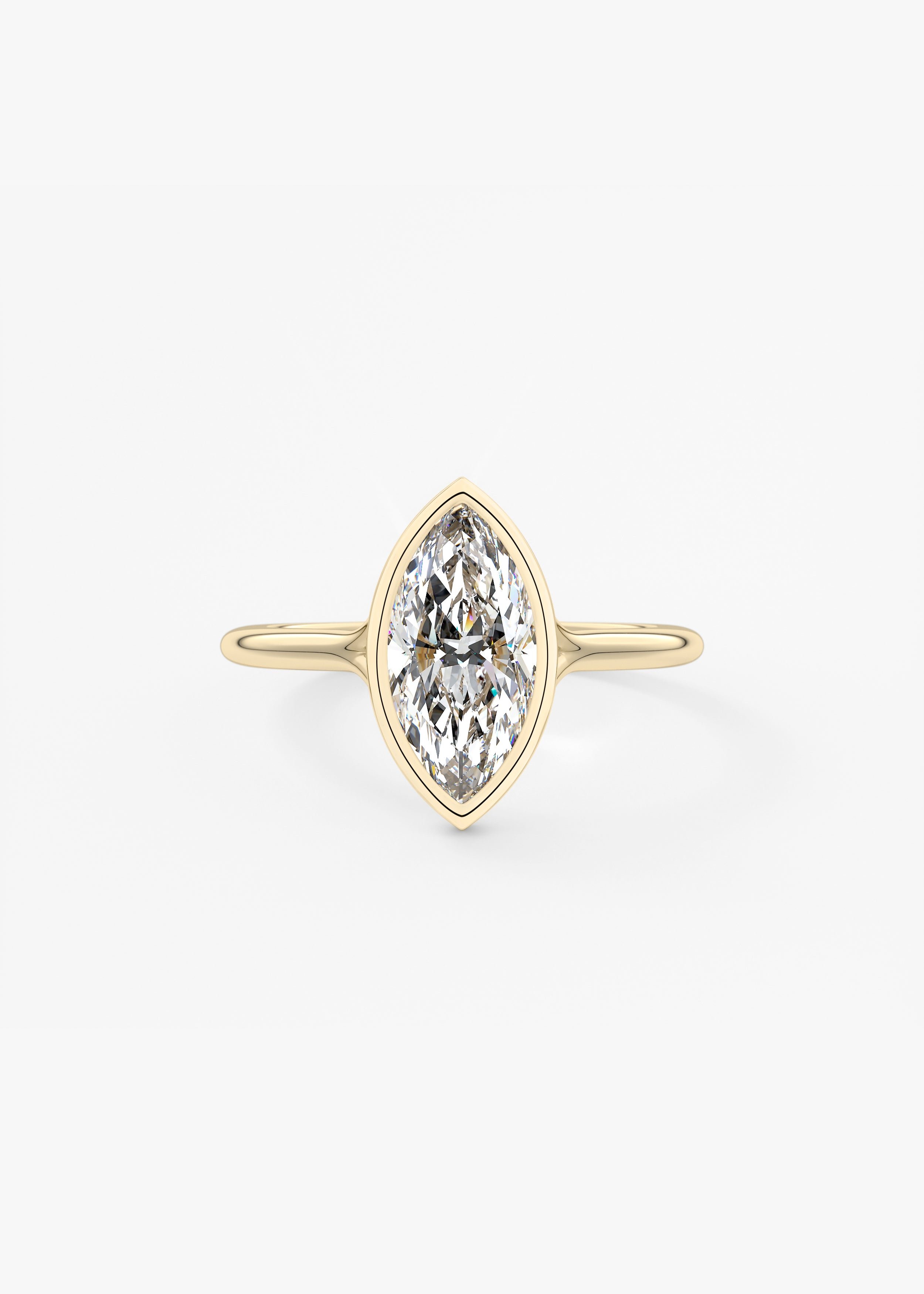 Breezy Bezel  engagement in YG metal featuring Marquise cut with Solitaire,Bezel setting