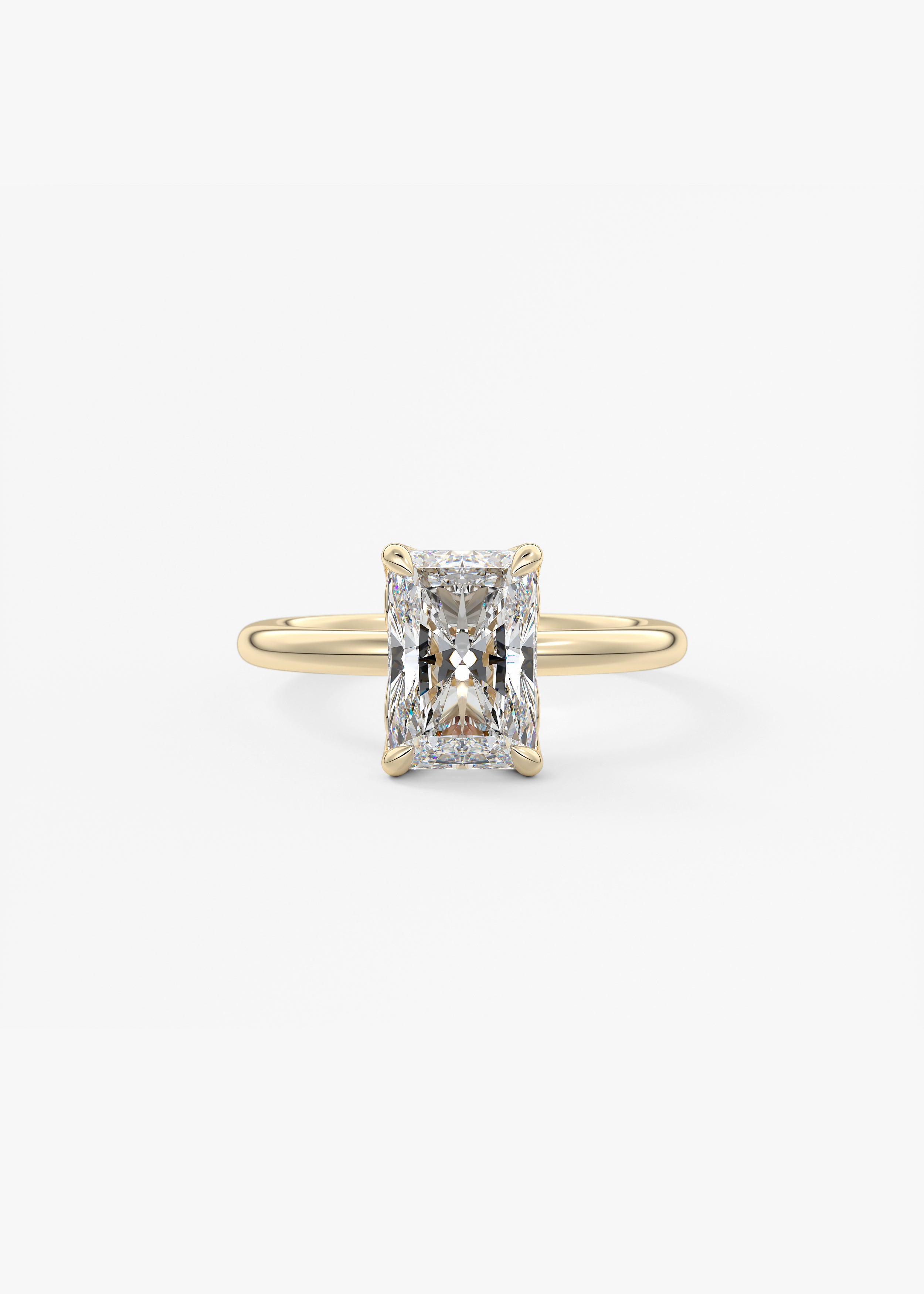 The Royale  engagement in YG metal featuring Radiant cut with Solitaire,Prong,Nature Inspired setting