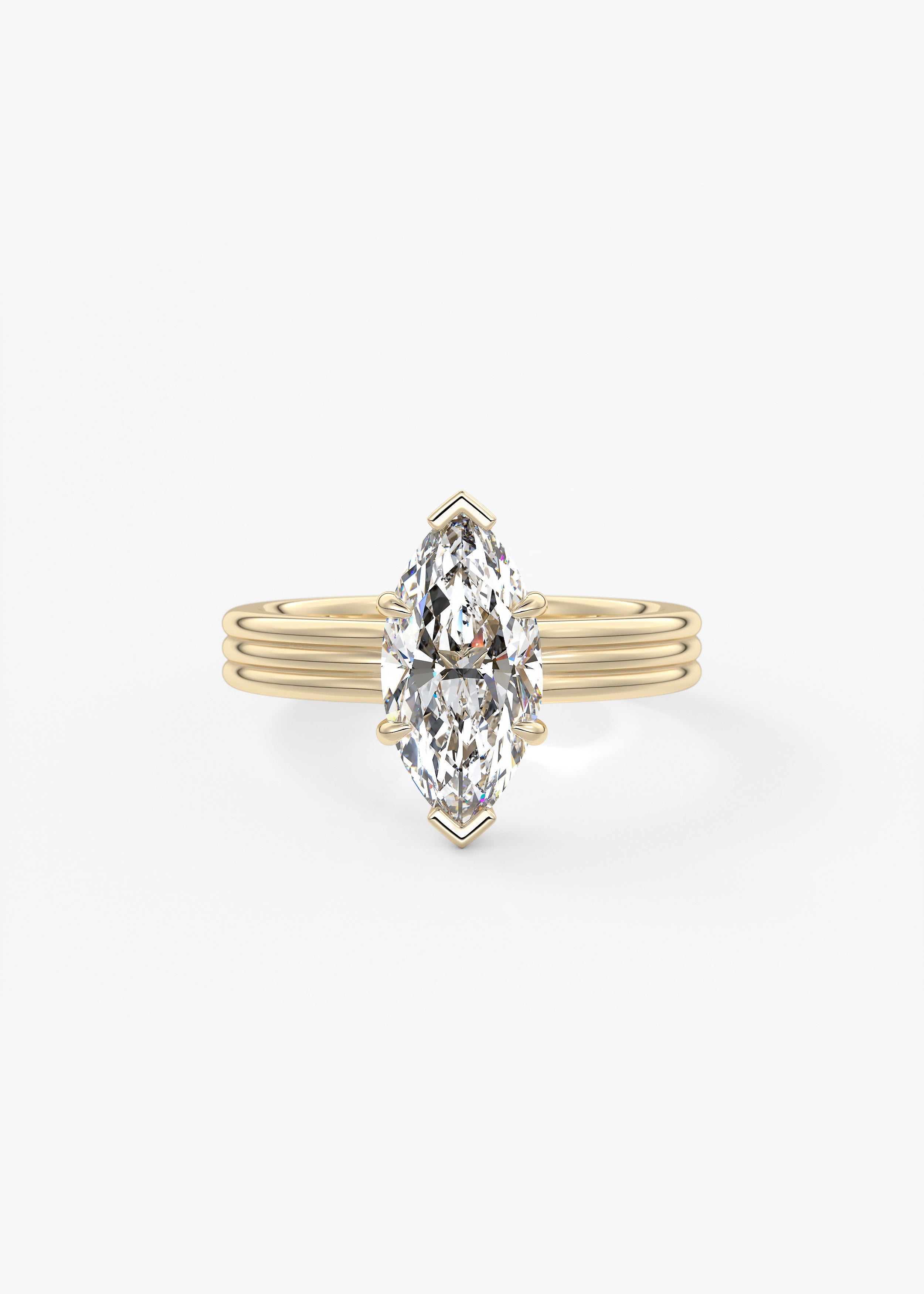 The Echo engagement in YG metal featuring Marquise cut with Bezel,Chunky setting