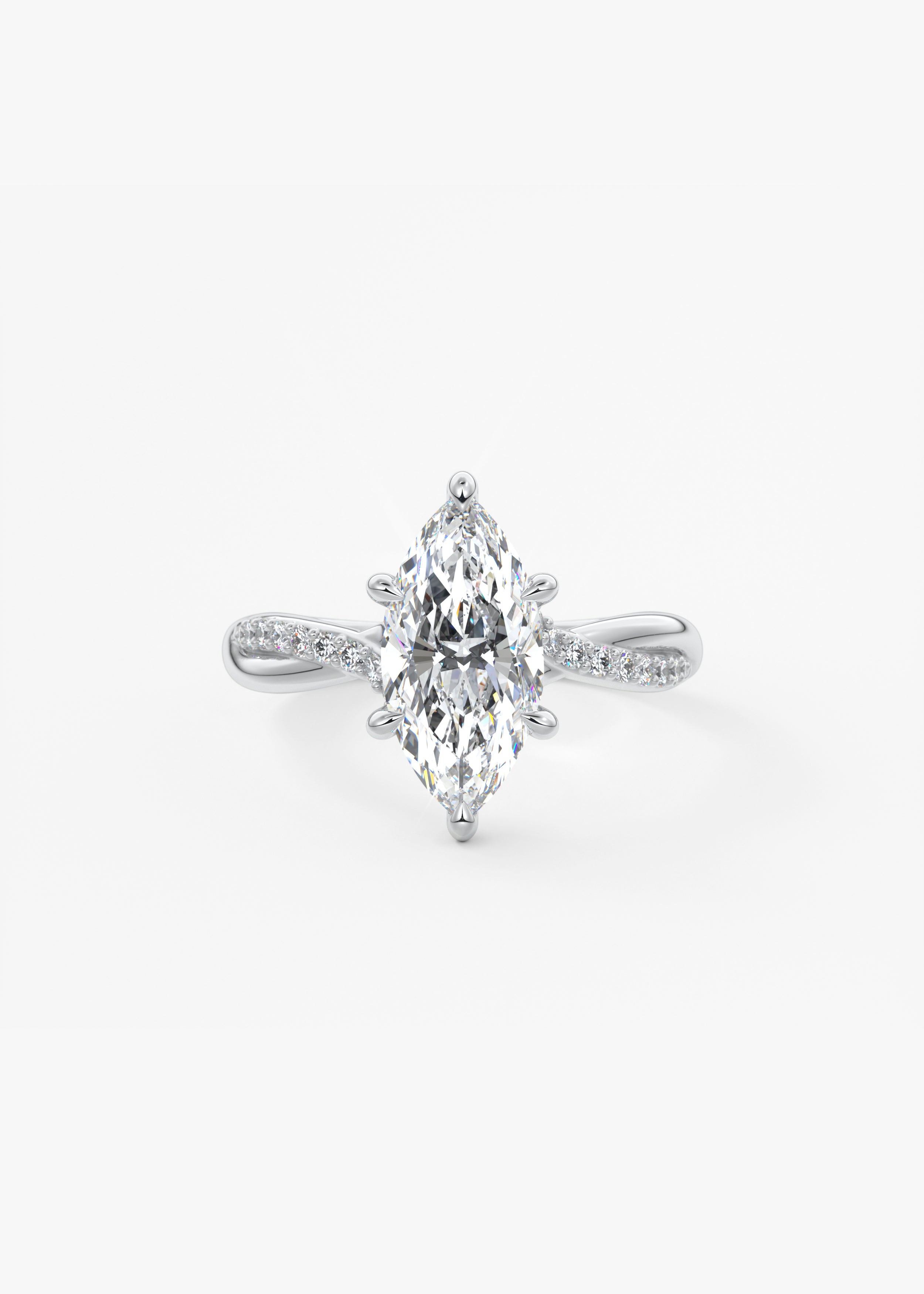 The Knot  engagement in WG metal featuring Marquise cut with Prong,Pave,Nature Inspired setting