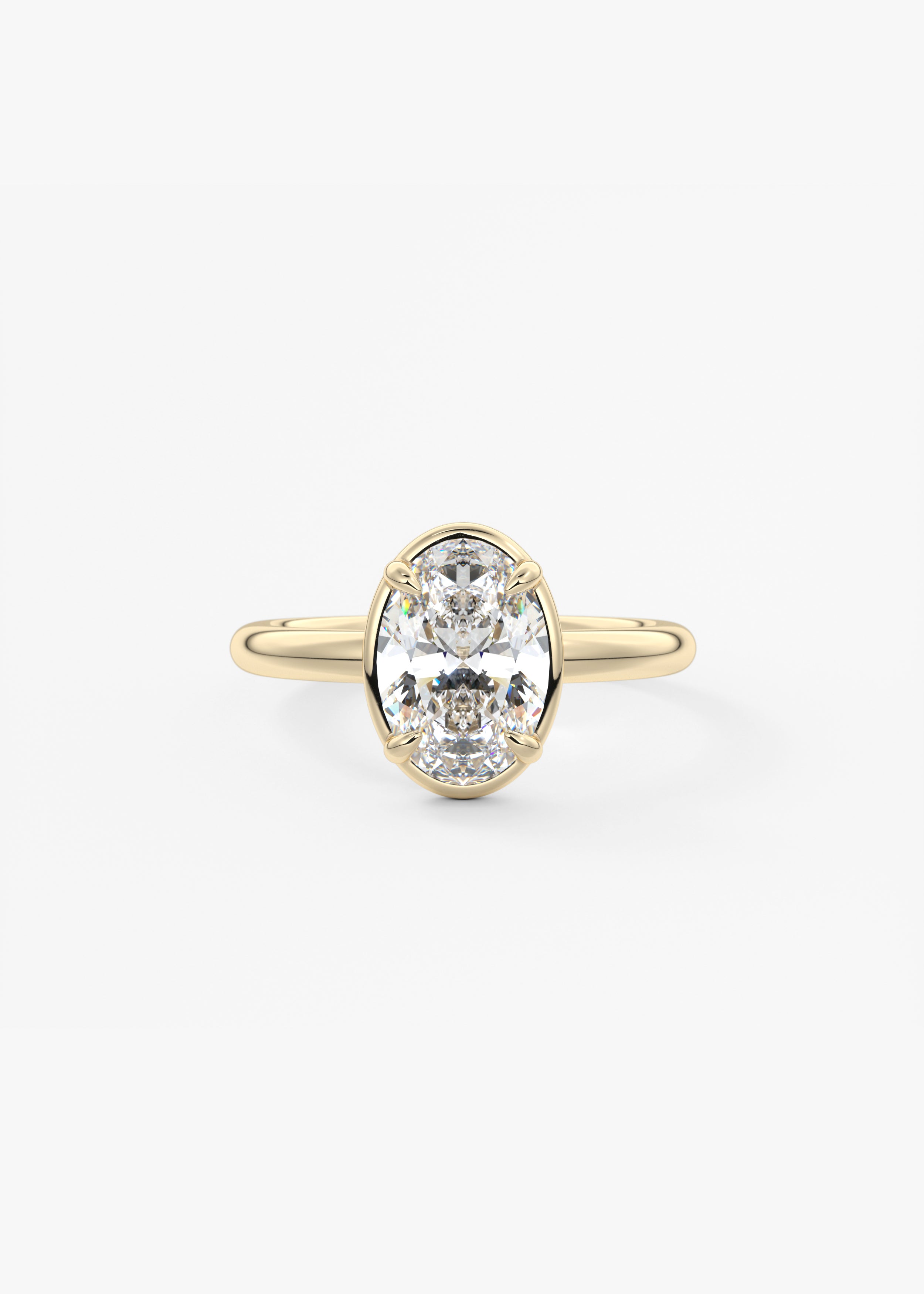 The Chiclette  engagement in YG metal featuring Oval cut with Solitaire,Prong setting