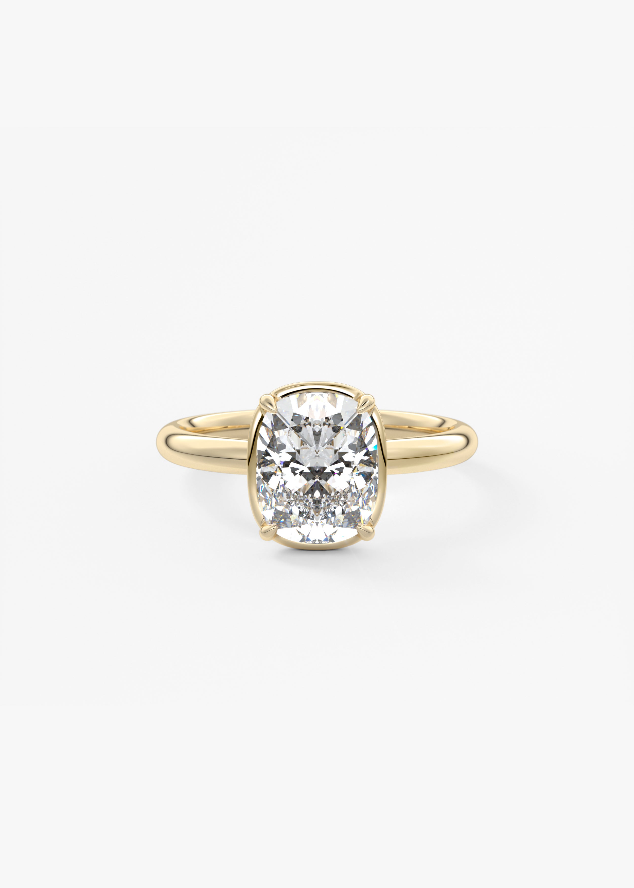 The Chiclette  engagement in YG metal featuring Old Mine,Elongated Cushion,Cushion cut with Solitaire,Prong setting