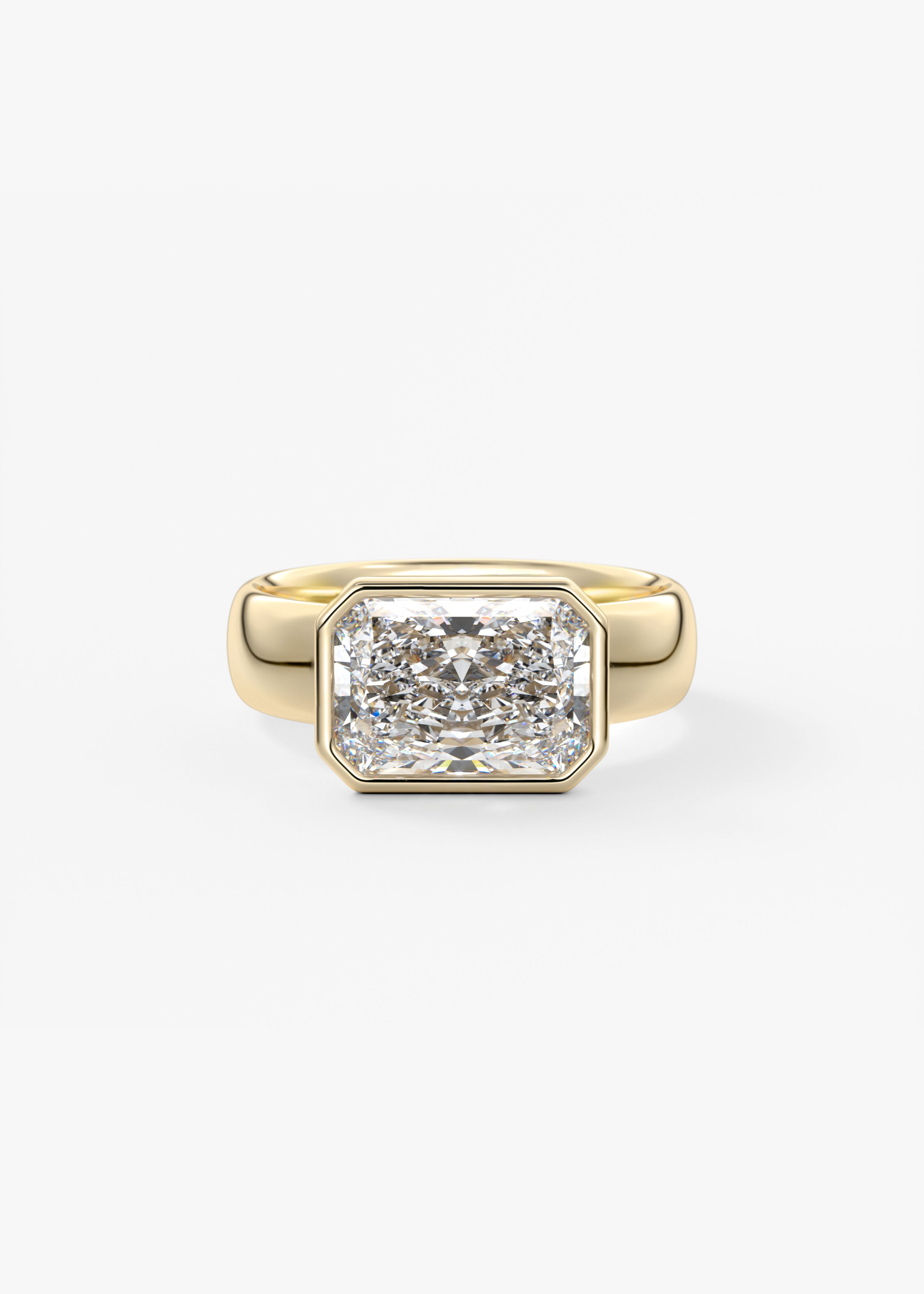 The Daily Bezel XL  engagement in YG metal featuring Radiant cut with Solitaire,Bezel setting