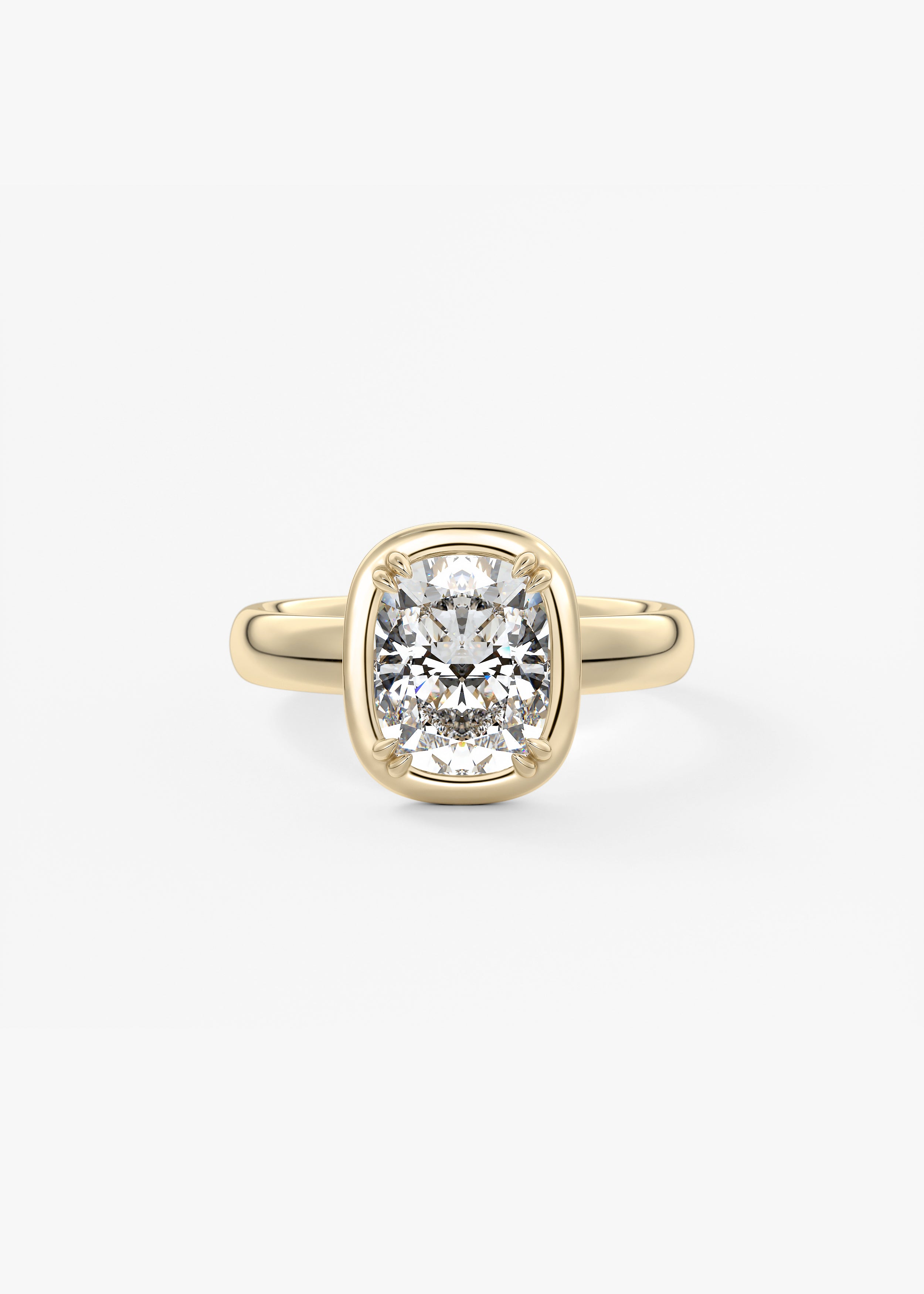 The Chiclet  engagement in YG metal featuring Cushion,Old Mine,Elongated Cushion cut with Solitaire,Prong setting