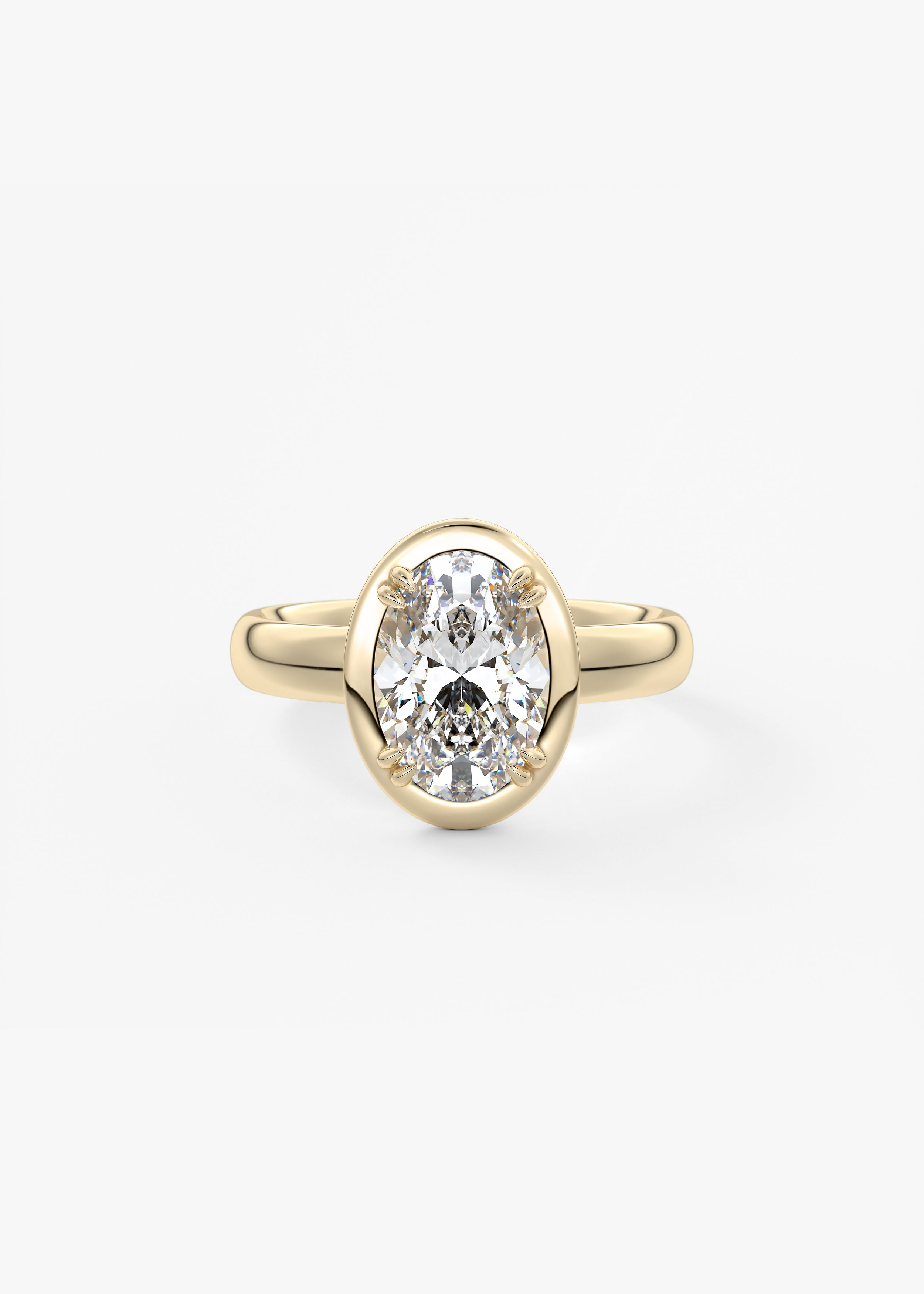 The Chiclet  engagement in YG metal featuring Oval cut with Solitaire,Prong setting