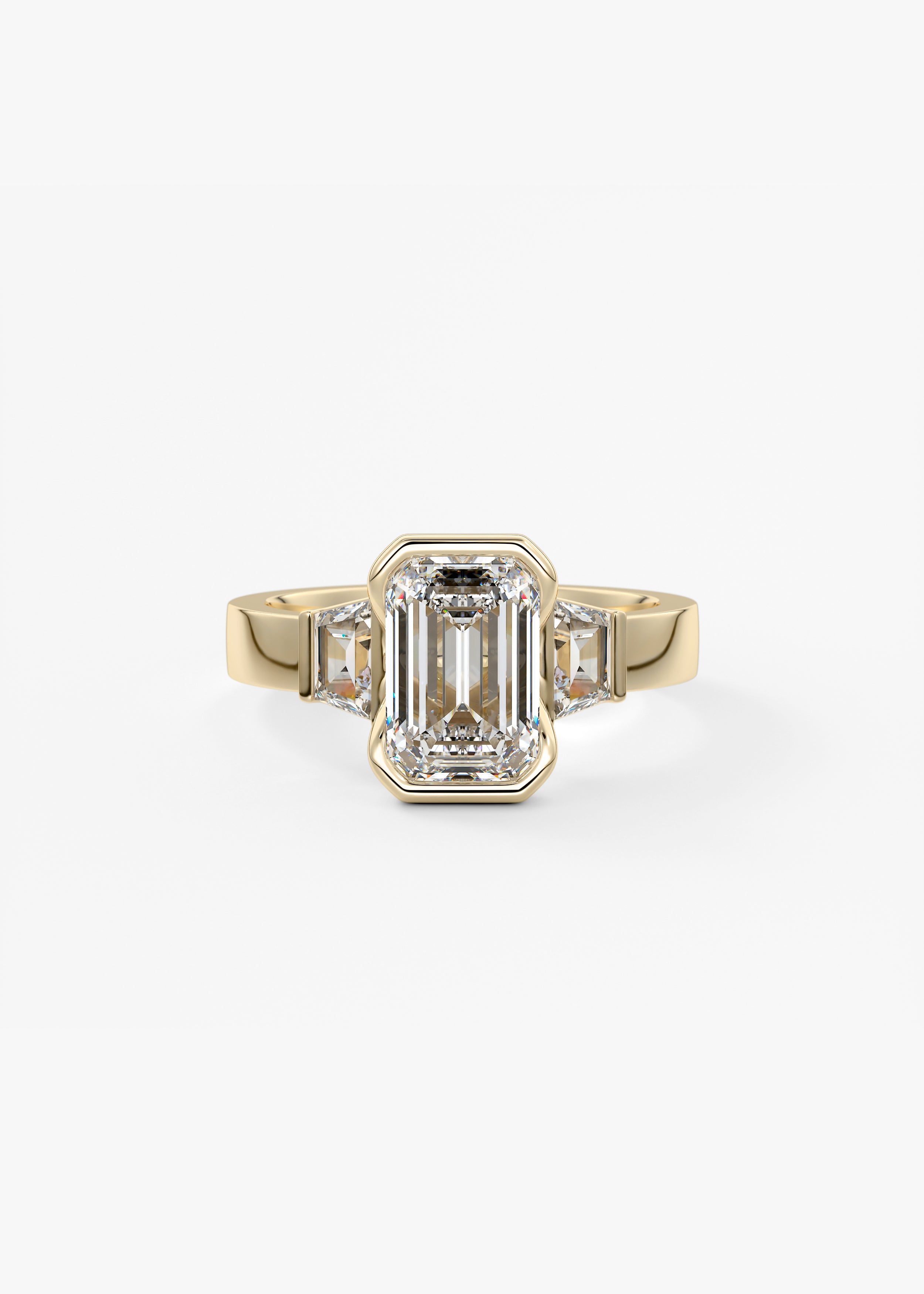 The Deco Clutch Three Stone engagement view 1