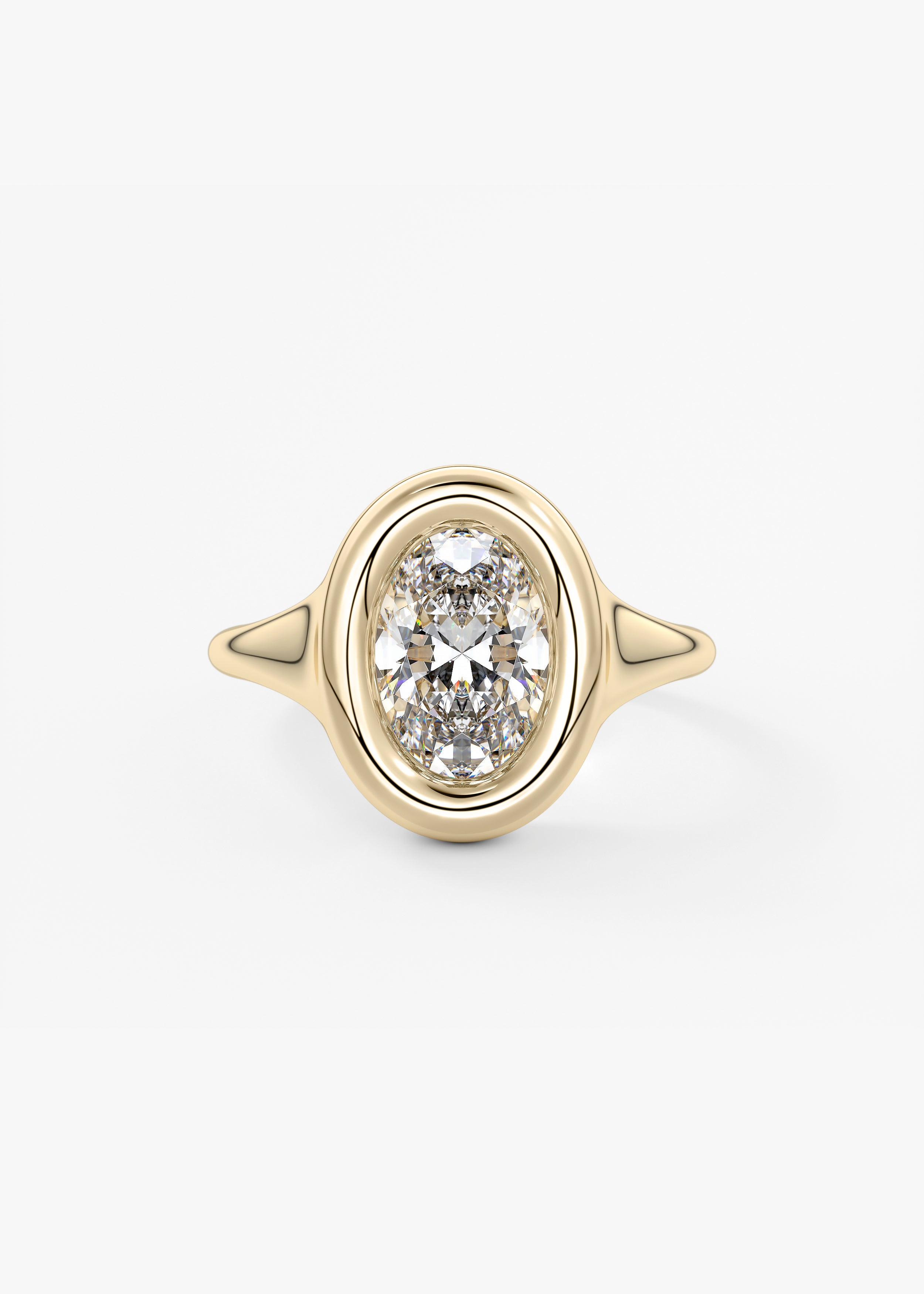 The Gumdrop  engagement in YG metal featuring Oval cut with Solitaire,Bezel setting