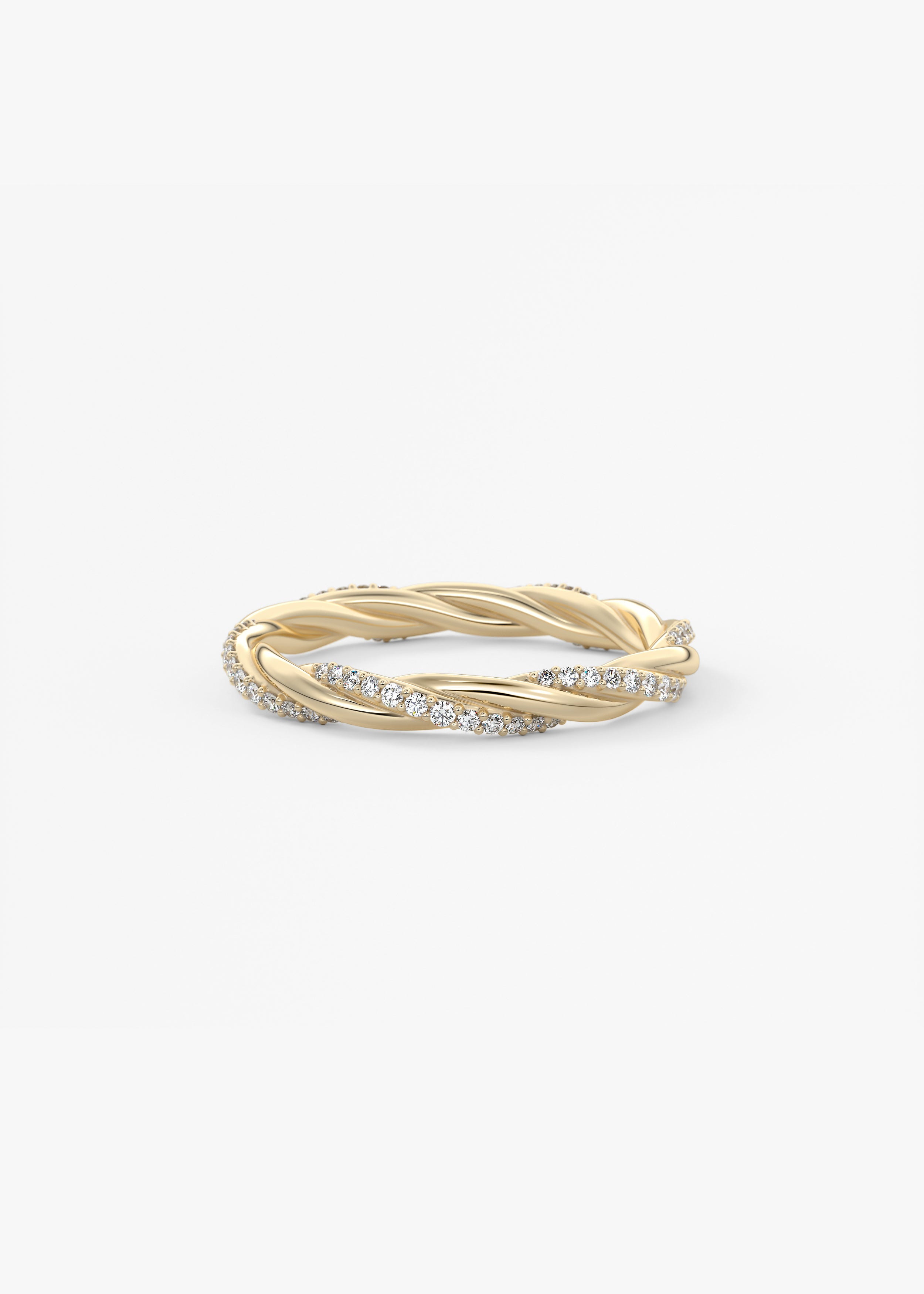 The Twist Pavé wedding in YG metal featuring None cut with Anniversary,Pave,Eternity,Stacking setting