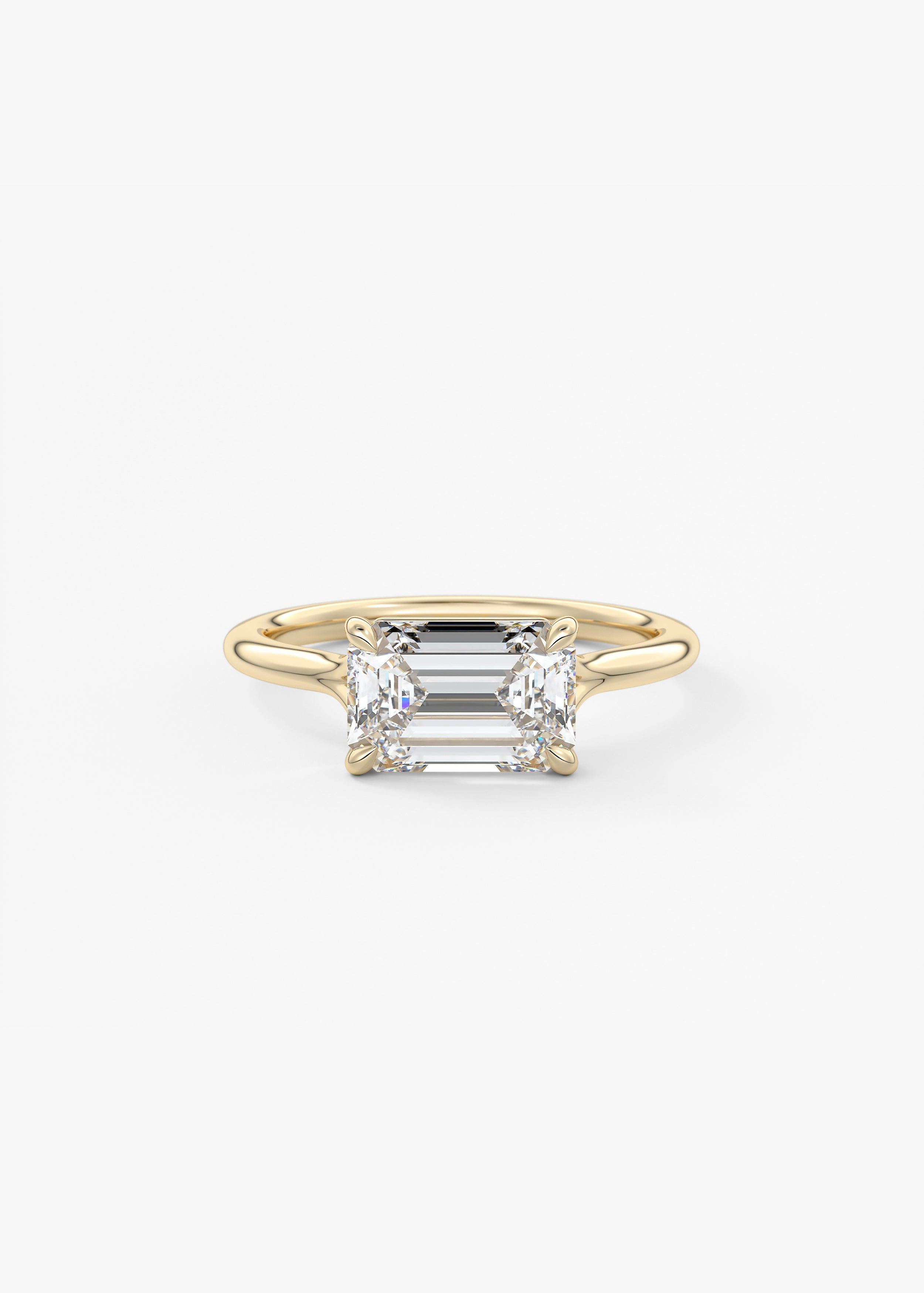 The Breezy  engagement in YG metal featuring Emerald,Radiant cut with Solitaire,Prong setting