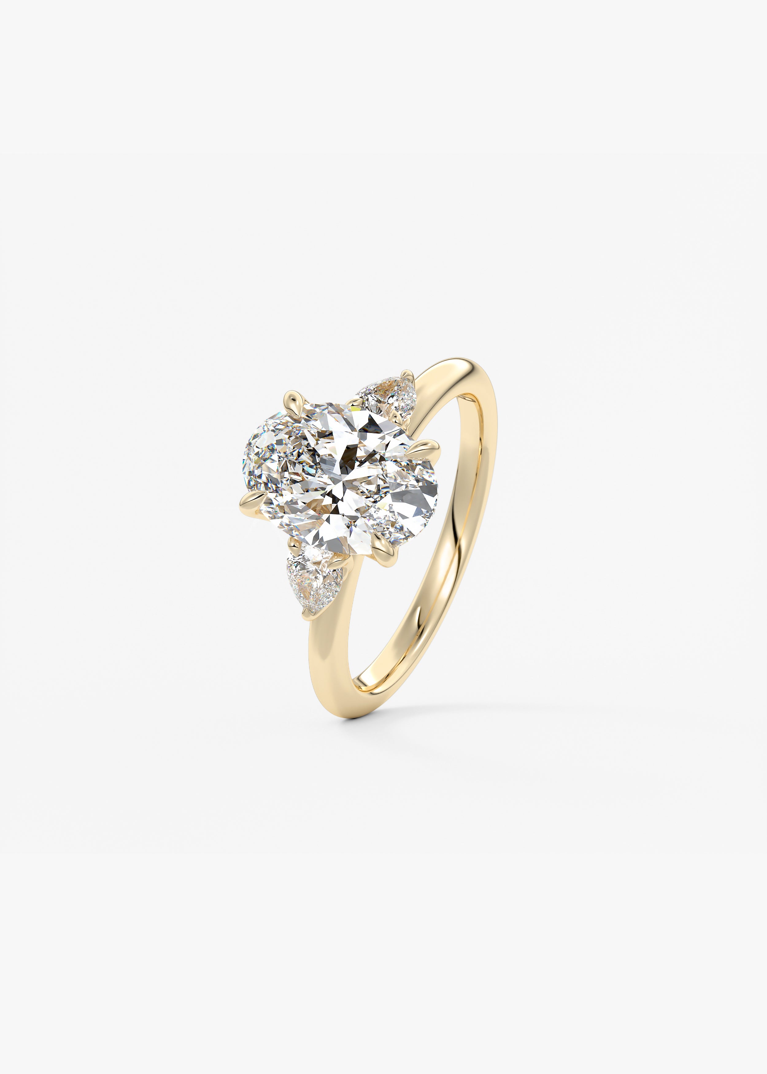 Royale Three Stone engagement hover view
