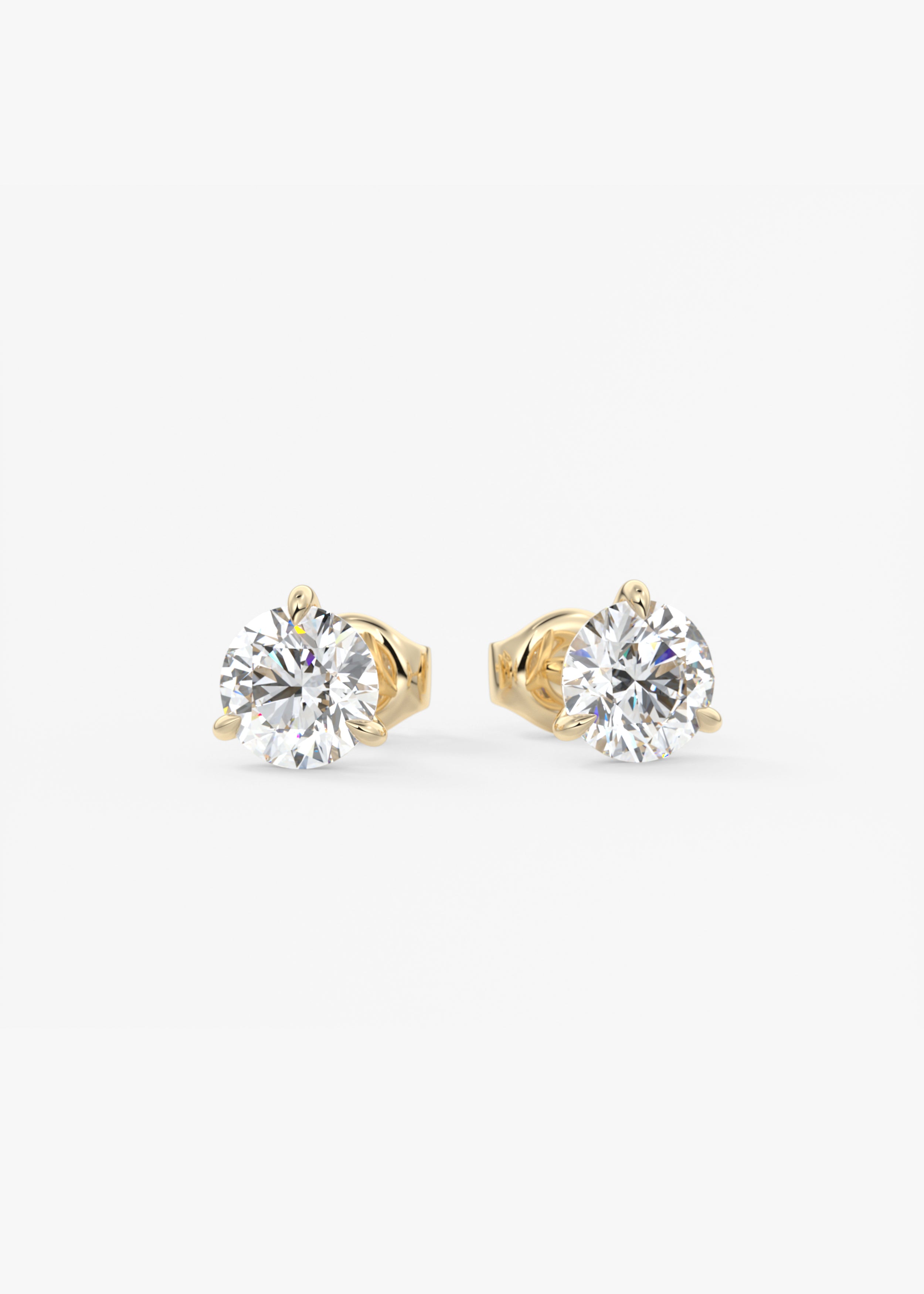 Harper Martini Studs stud in YG metal featuring Round,Round Brilliant cut with Prong,Solitaire setting
