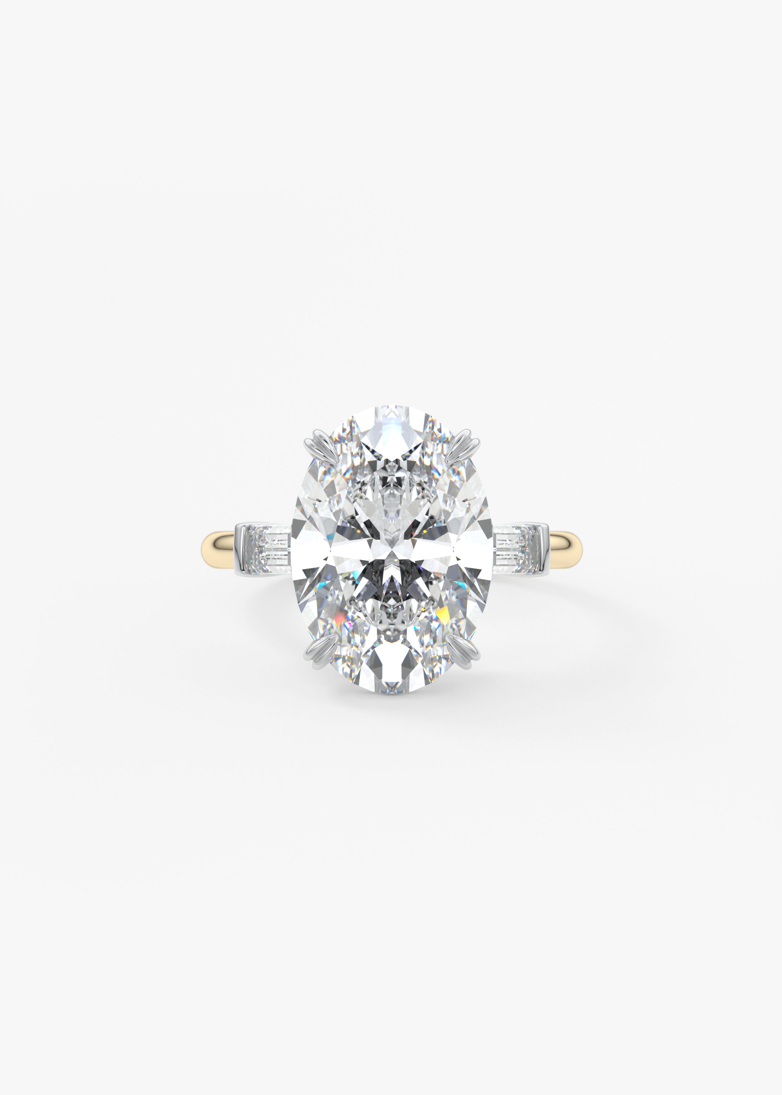 The Margot engagement in YG metal featuring Oval cut with Prong,Three Stone,Two Tone setting
