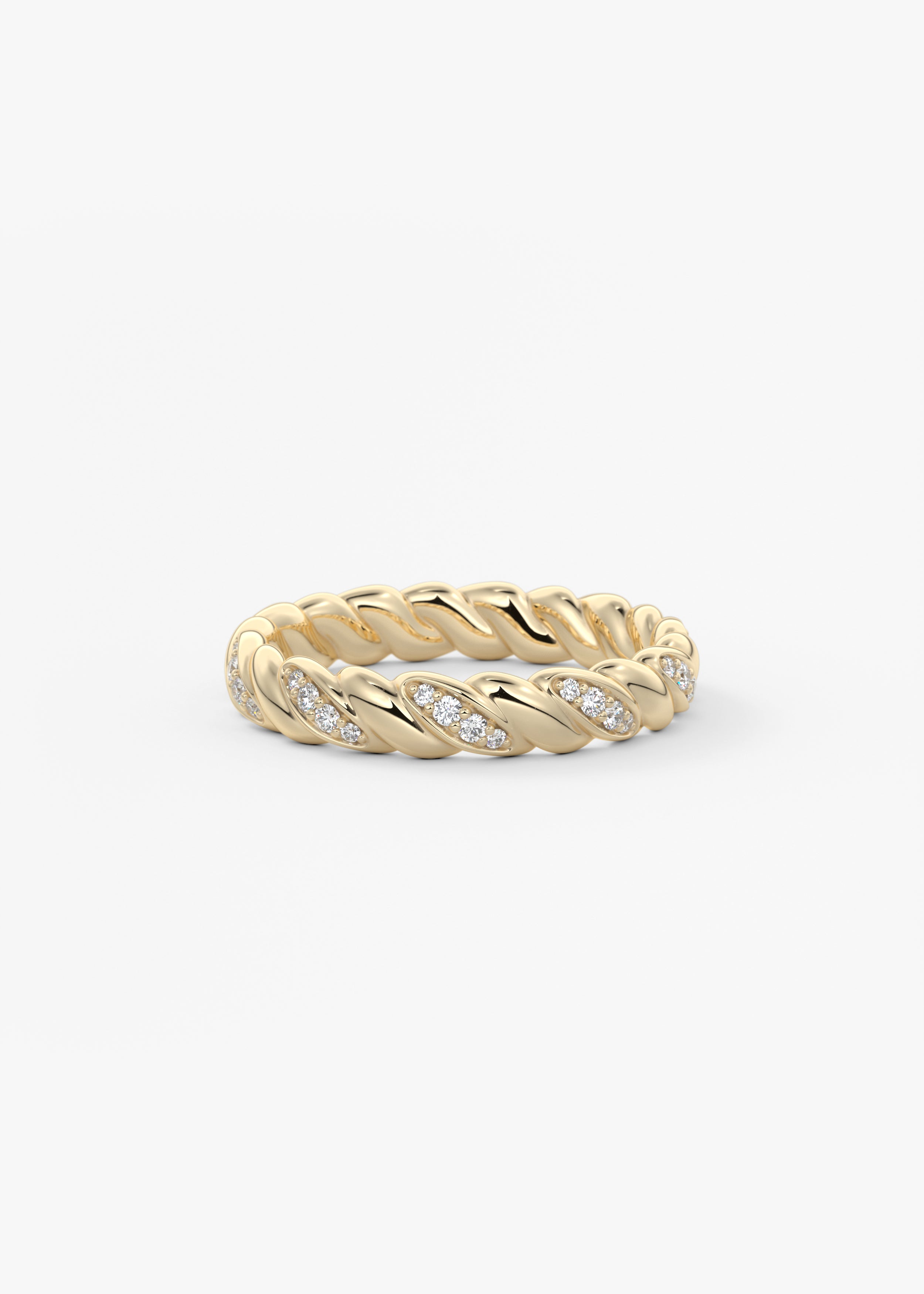 Bottarga Band wedding in YG metal featuring None cut with Stacking setting