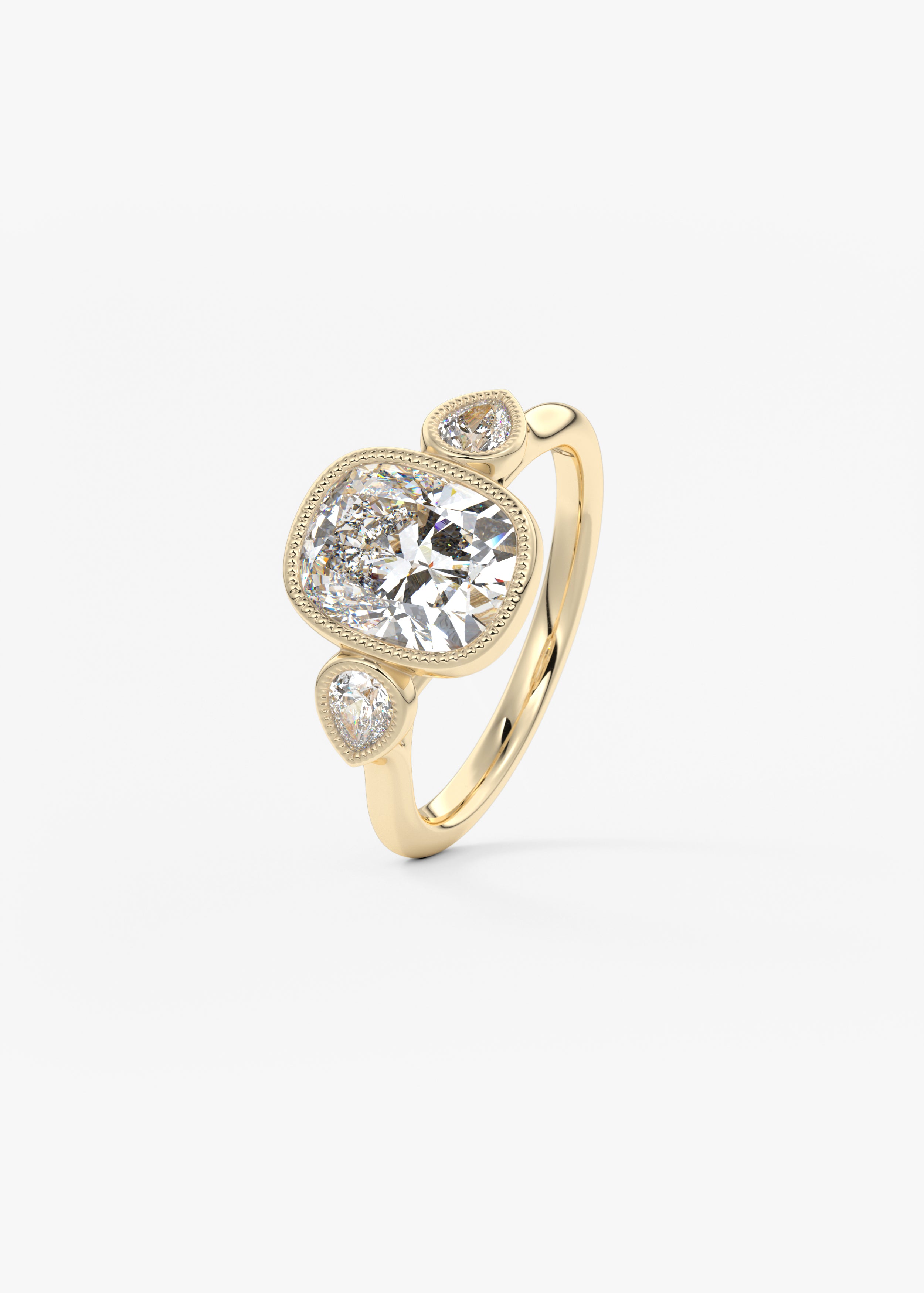 The Millie Three Stone  engagement hover view